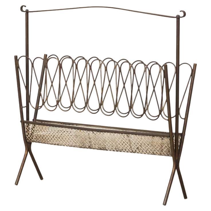 Italian Brass Magazine Rack For Sale