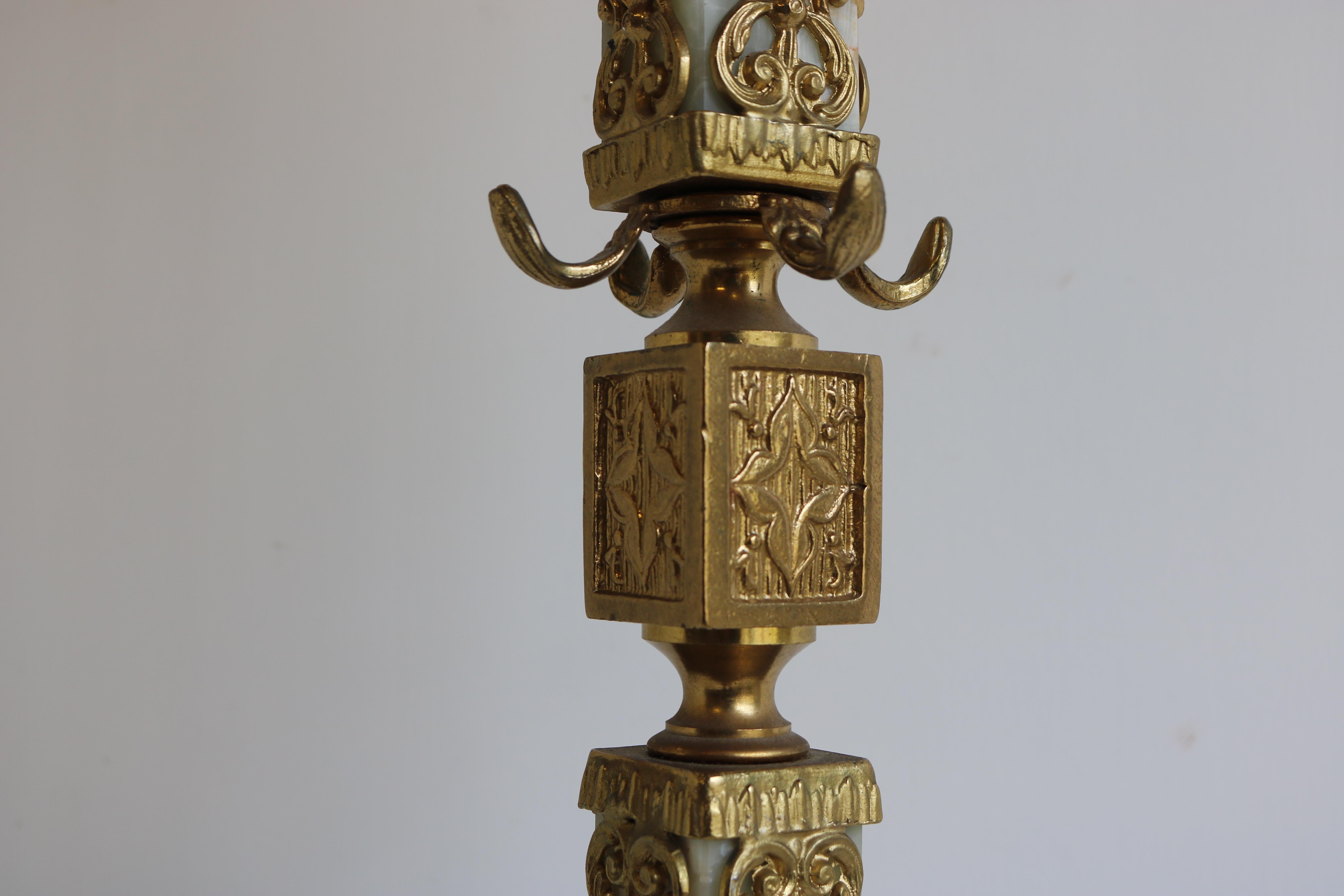 Hand-Crafted Italian Brass Marble Coat Rack Hall Tree 50s Hallway Hat Rack Neo Classical Onyx