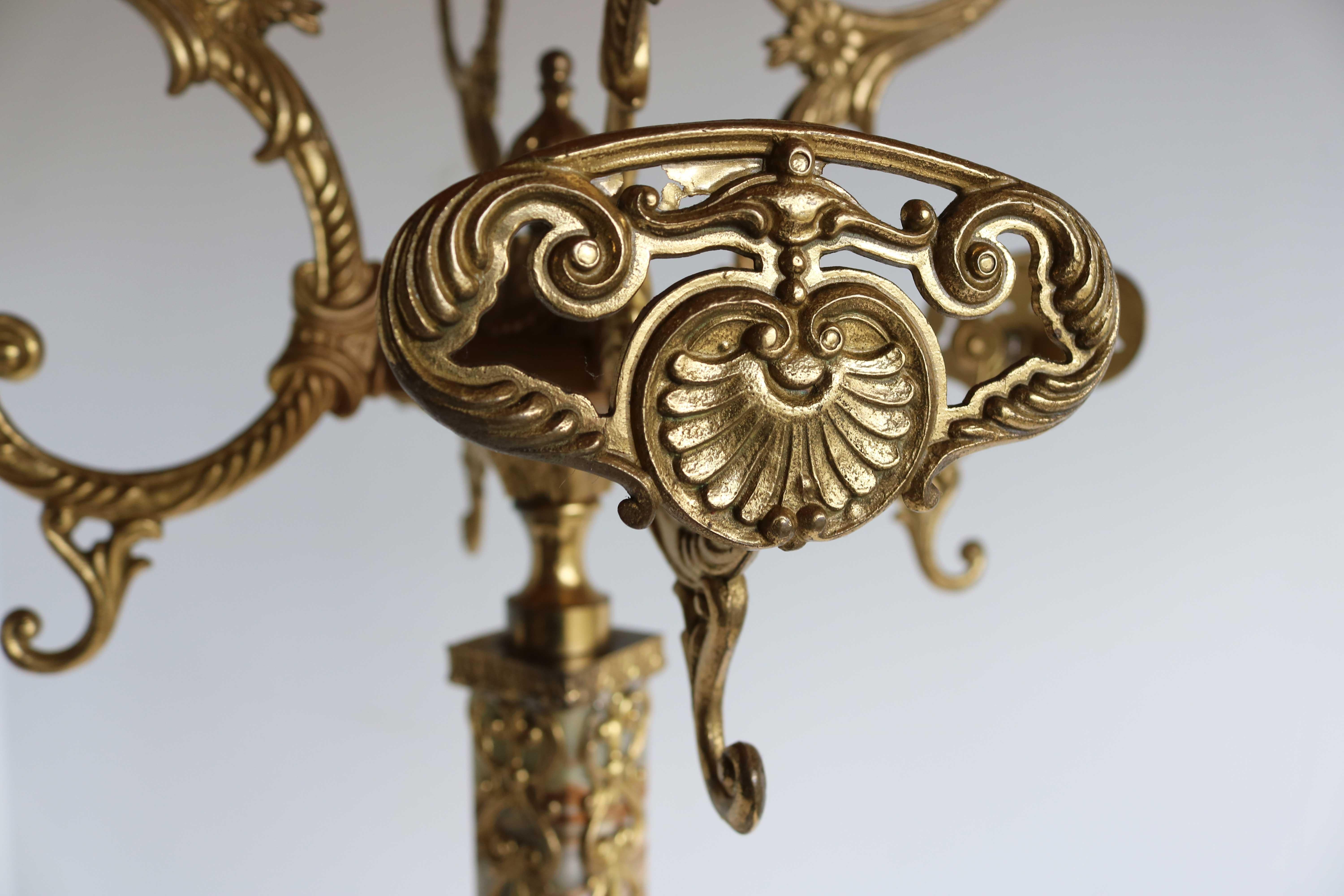Italian Brass Marble Coat Rack Hall Tree 50s Hallway Hat Rack Onyx Neoclassical 3