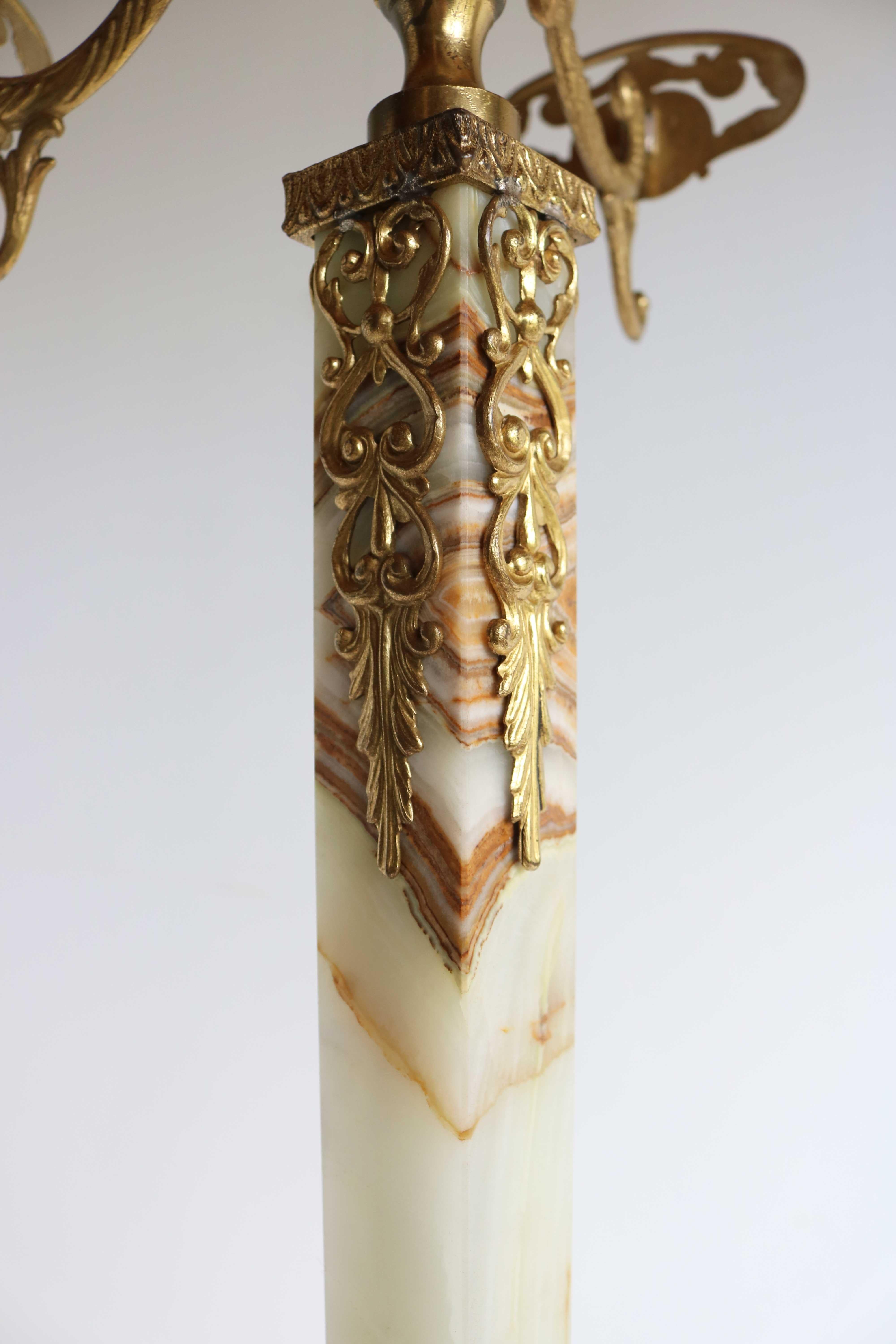Italian Brass Marble Coat Rack Hall Tree 50s Hallway Hat Rack Onyx Neoclassical 4