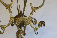 Italian Brass Marble Coat Rack Hall Tree 50s Hallway Hat Rack Onyx Neoclassical