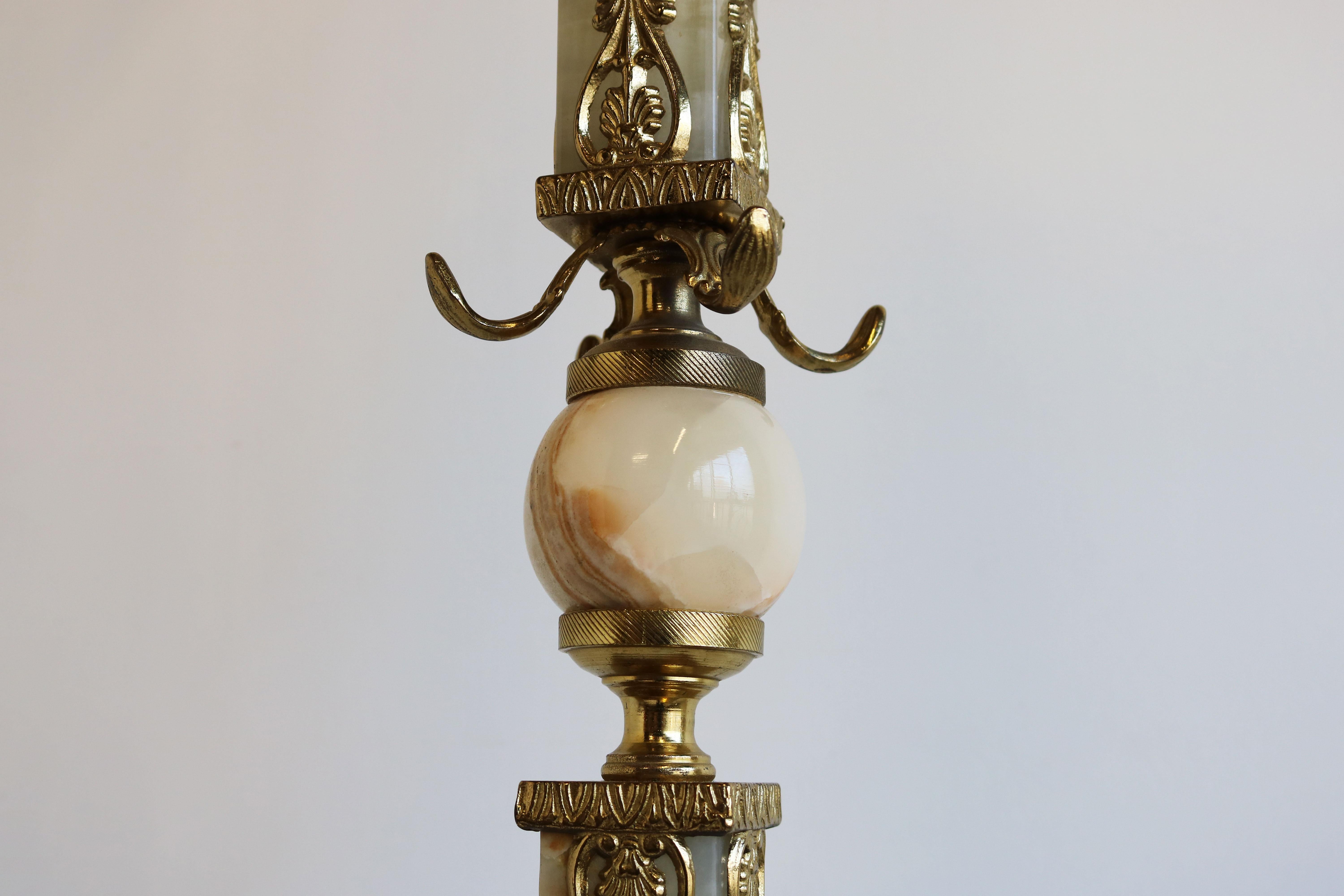 Italian Brass Marble Coat Rack Hall Tree 50s Hallway Hat Rack Onyx Neoclassical 2