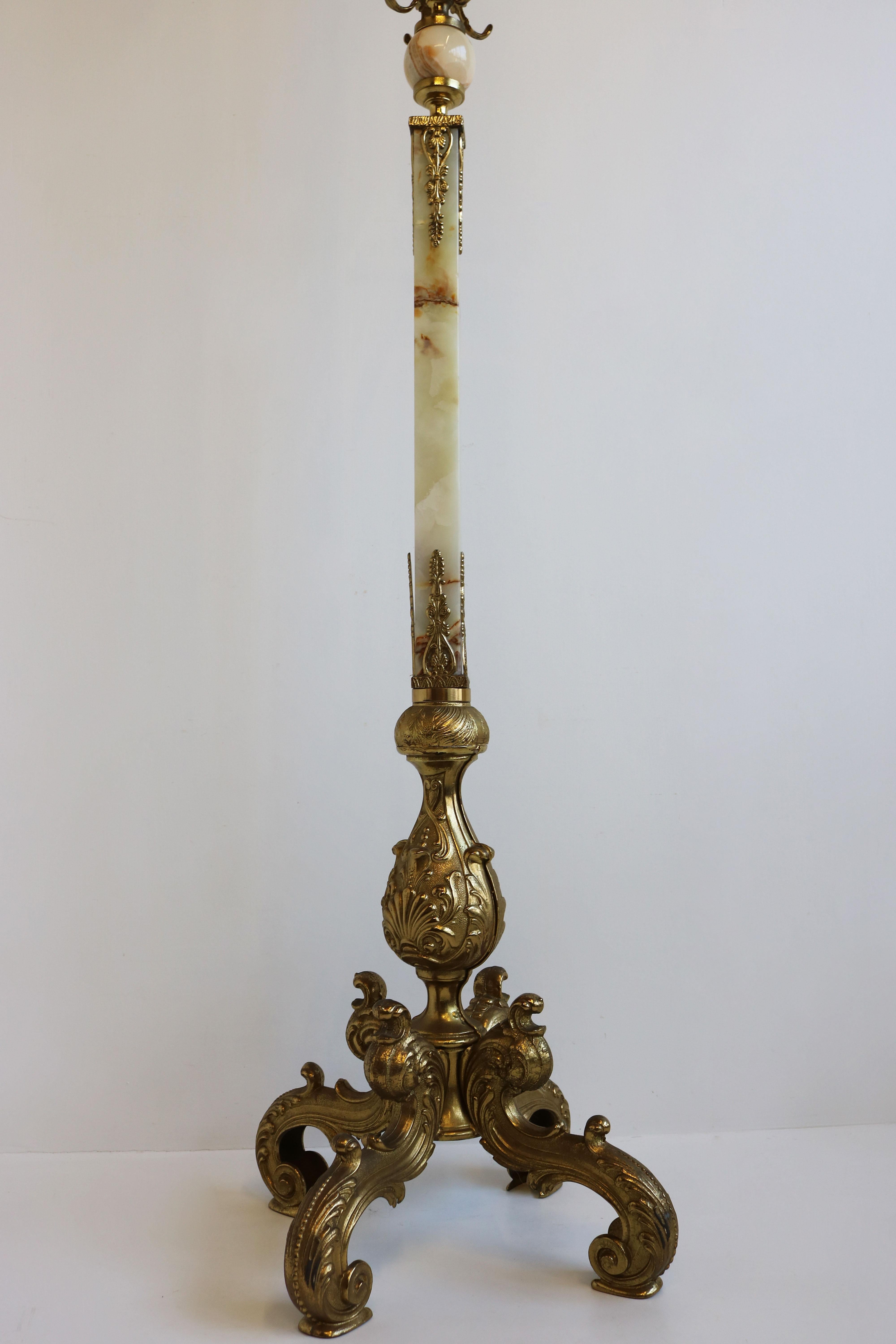 Italian Brass Marble Coat Rack Hall Tree 50s Hallway Hat Rack Onyx Neoclassical 3