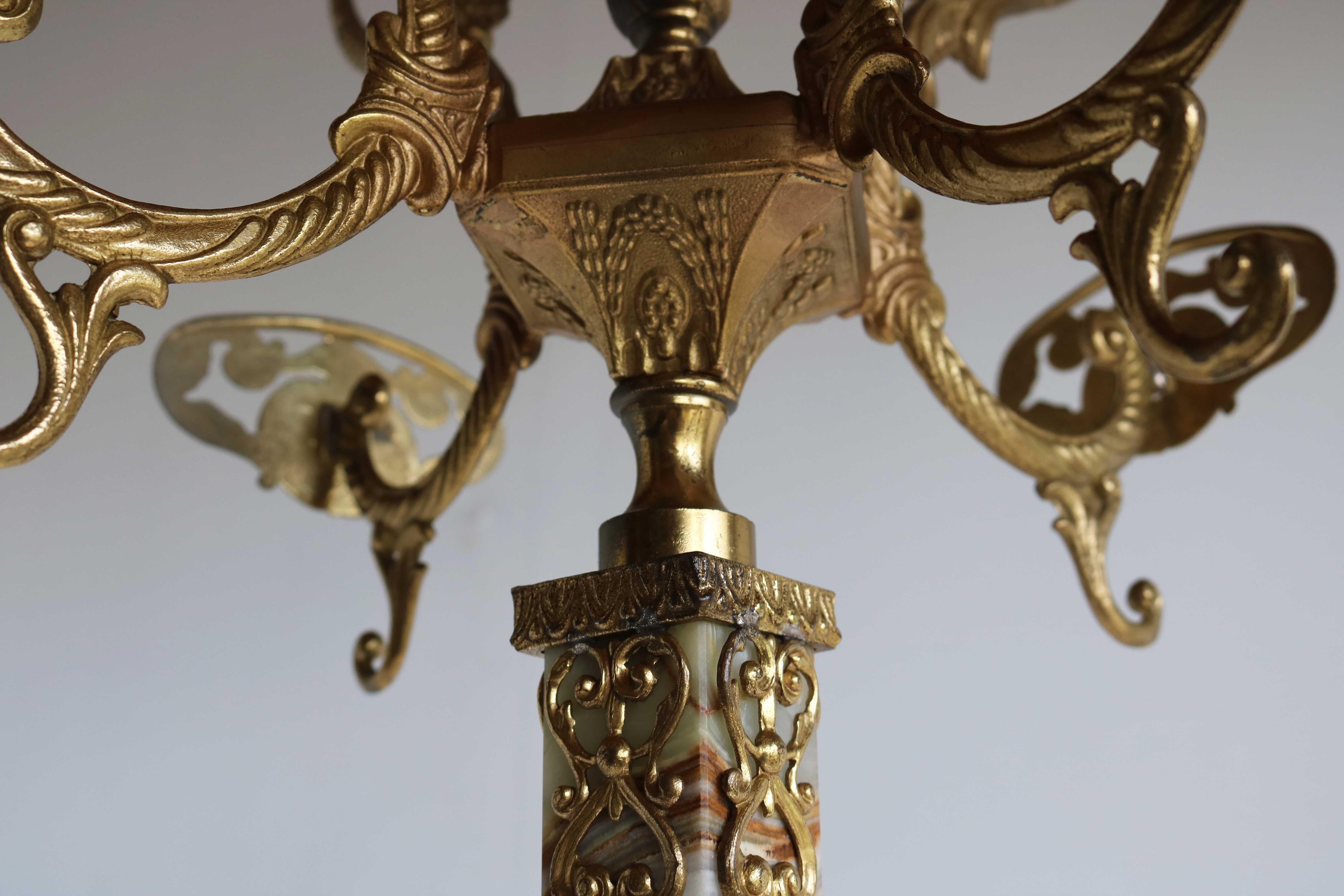 Italian Brass Marble Coat Rack Hall Tree 50s Hallway Hat Rack Onyx Neoclassical 2