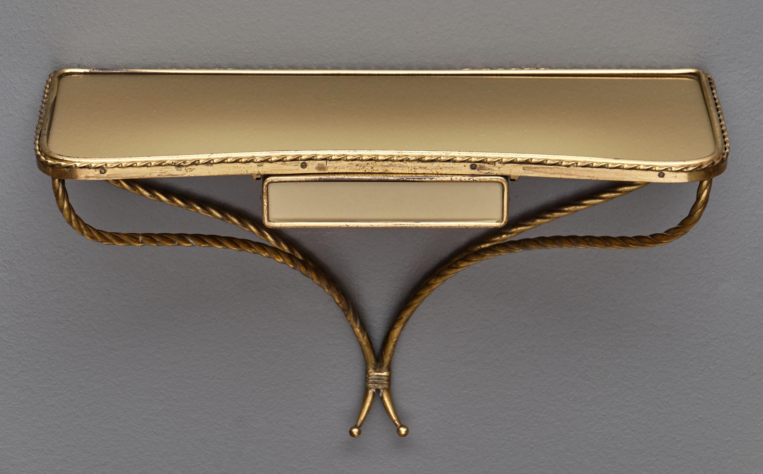 Mid-20th Century Italian Brass Midcentury Console and Mirror