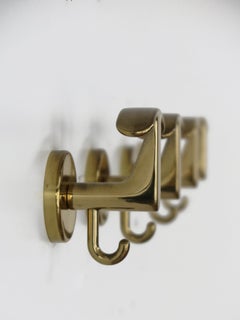 Italian Brass Midcentury Wall Hangers Coat Racks 1970s set of 7