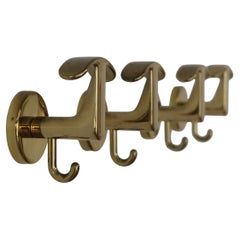 Italian Brass Midcentury Wall Hangers Coat Racks 1970s set of 7