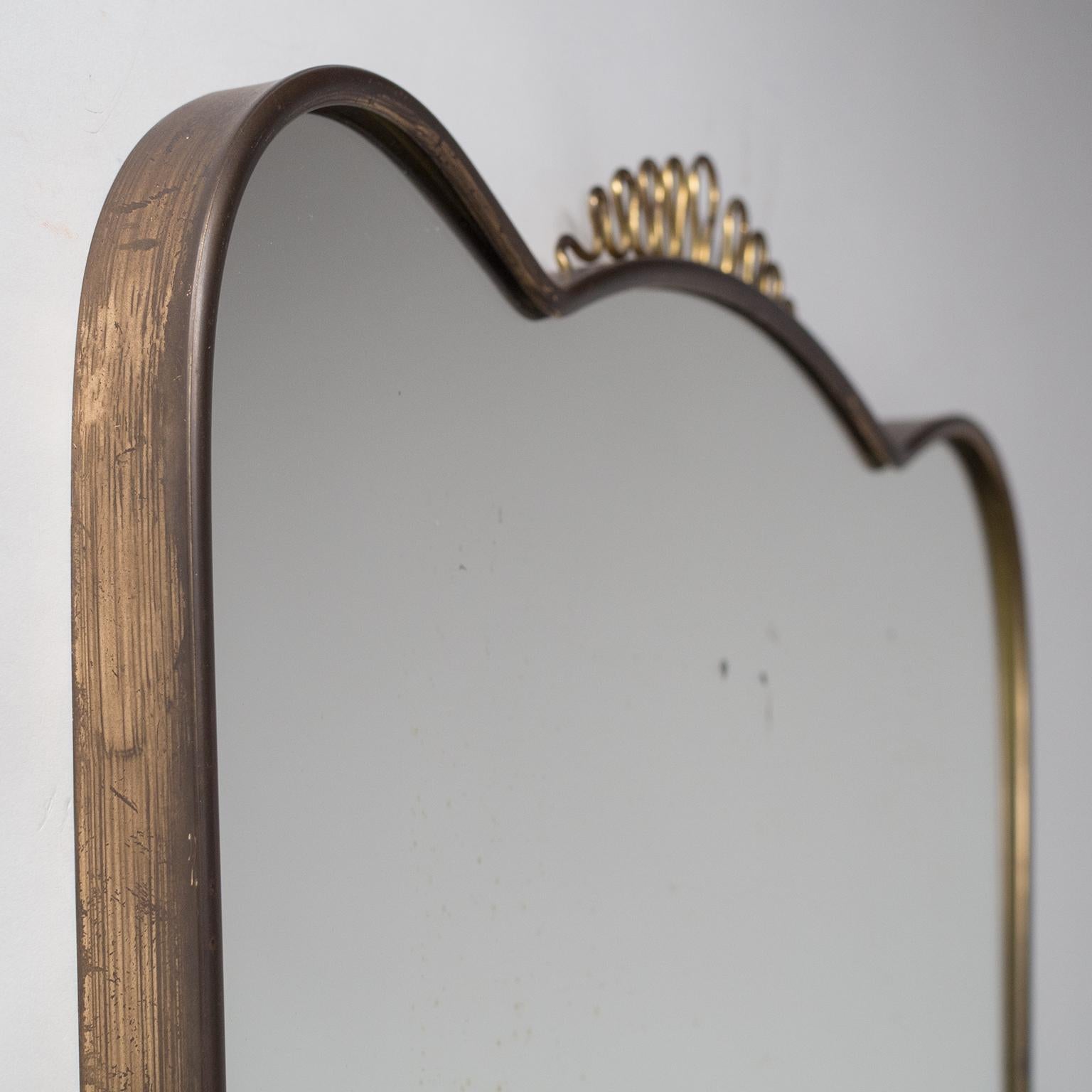 Mid-Century Modern Italian Brass Mirror, 1940s