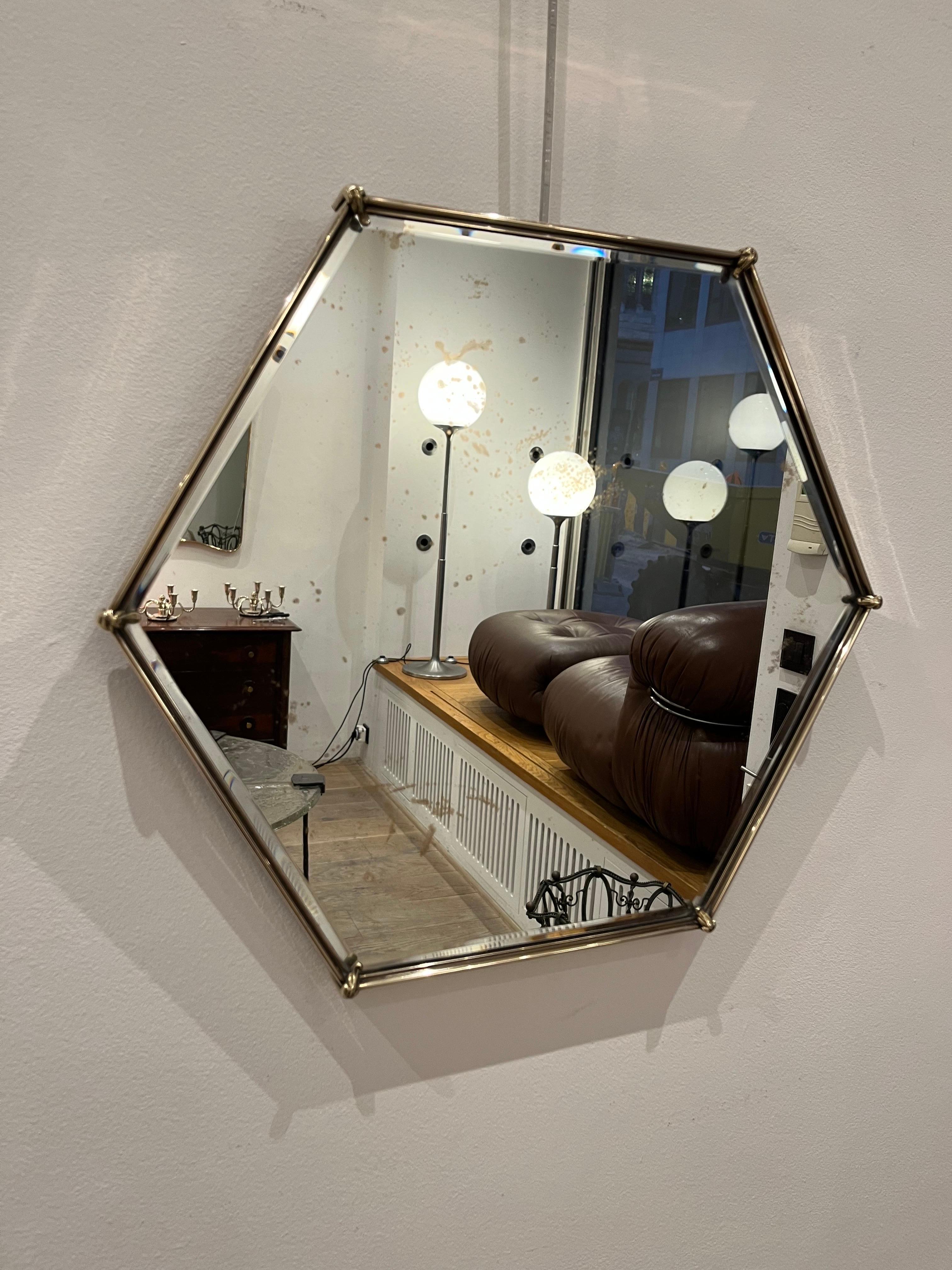 Italian Brass Mirror, 1940s In Good Condition For Sale In Brussels, BE