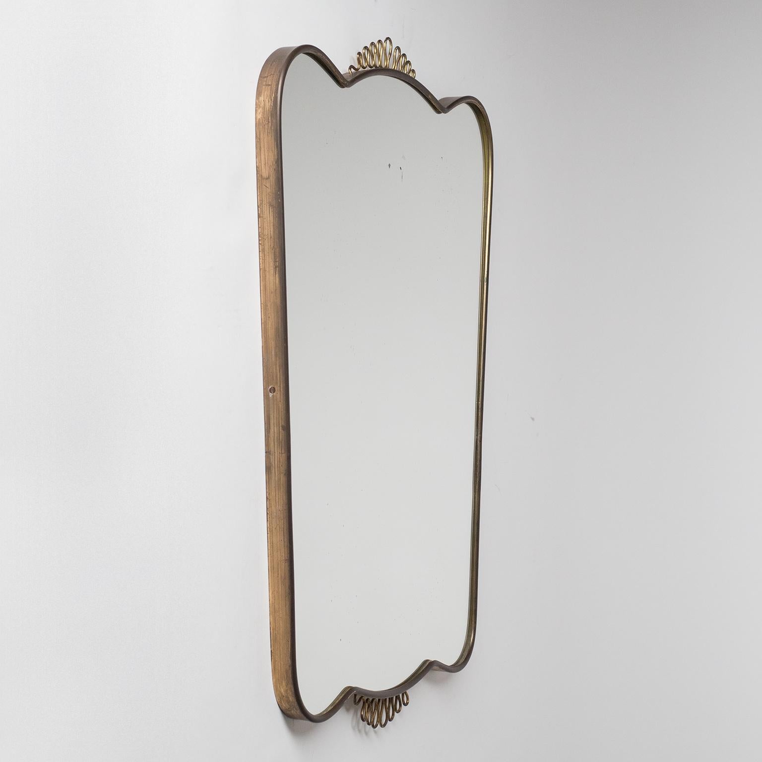 Mid-20th Century Italian Brass Mirror, 1940s