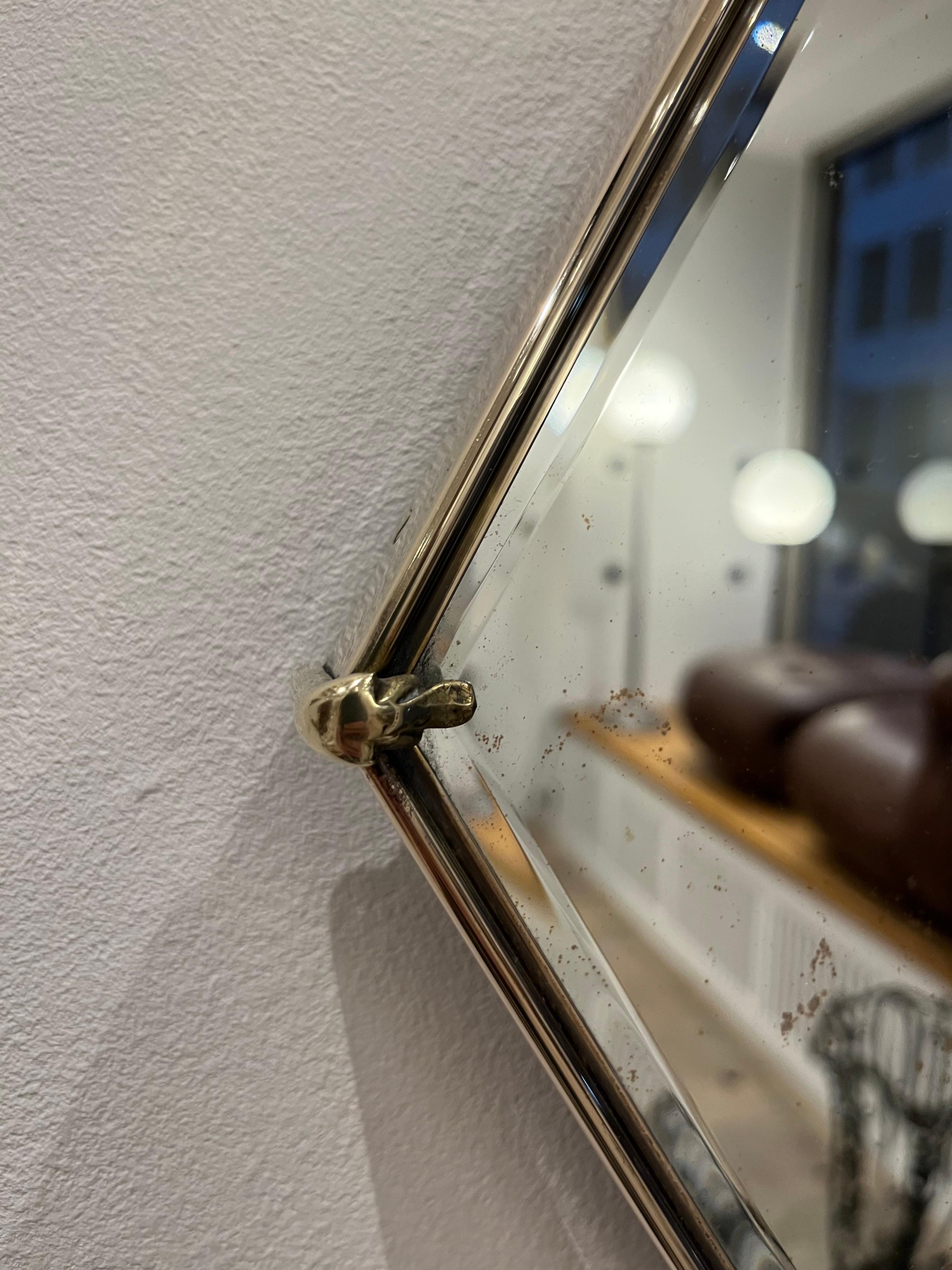 Italian Brass Mirror, 1940s For Sale 1