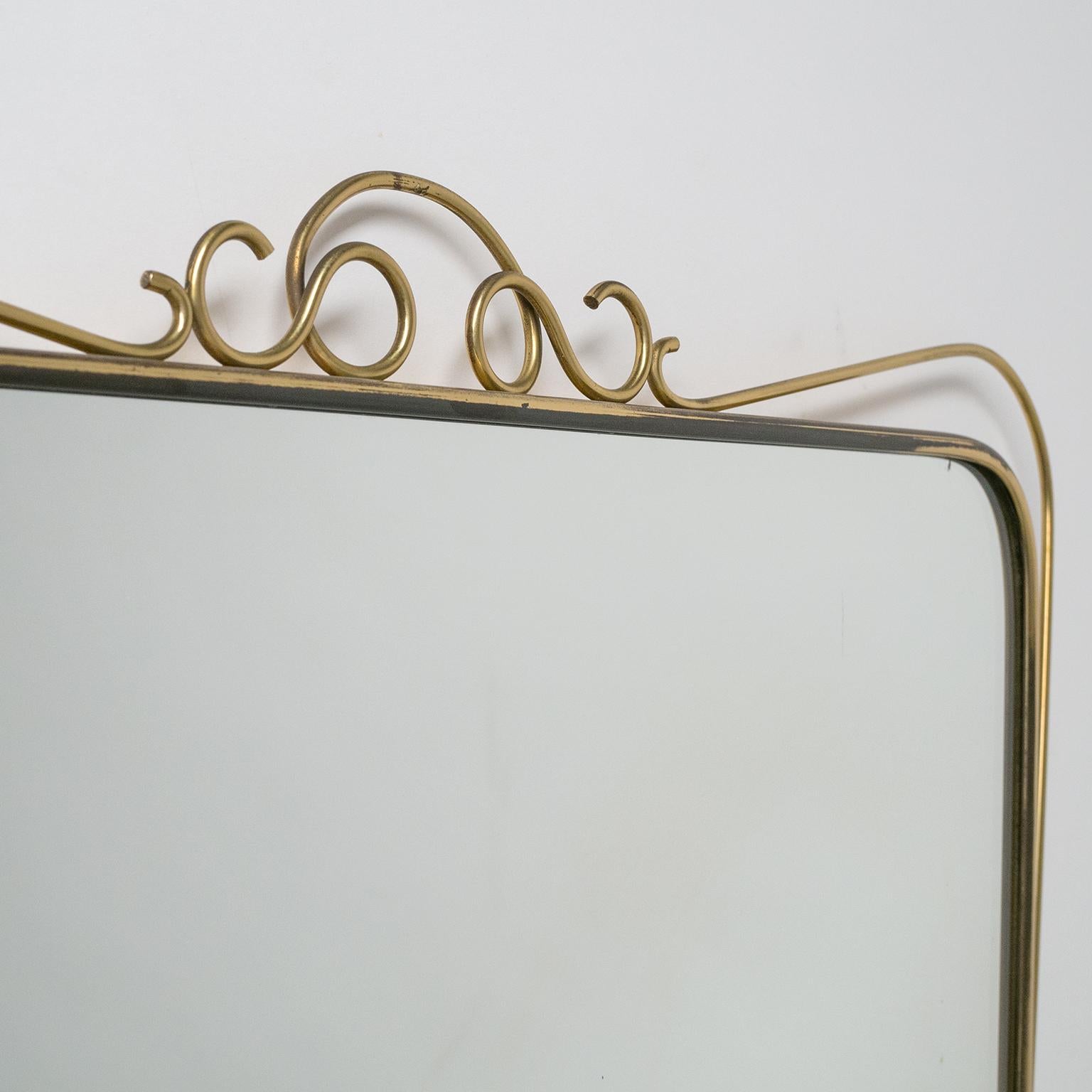 Mid-Century Modern Italian Brass Mirror and Console, 1940s For Sale