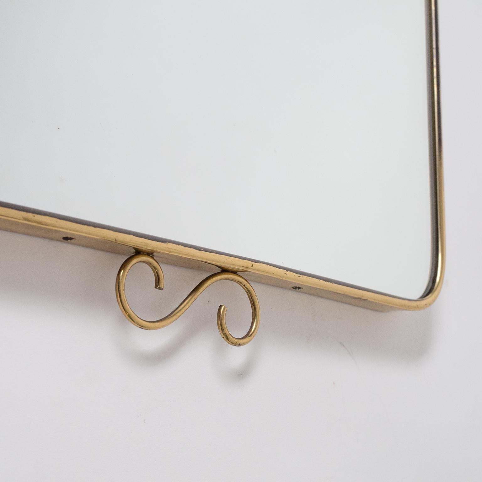 Enameled Italian Brass Mirror and Console, 1940s For Sale