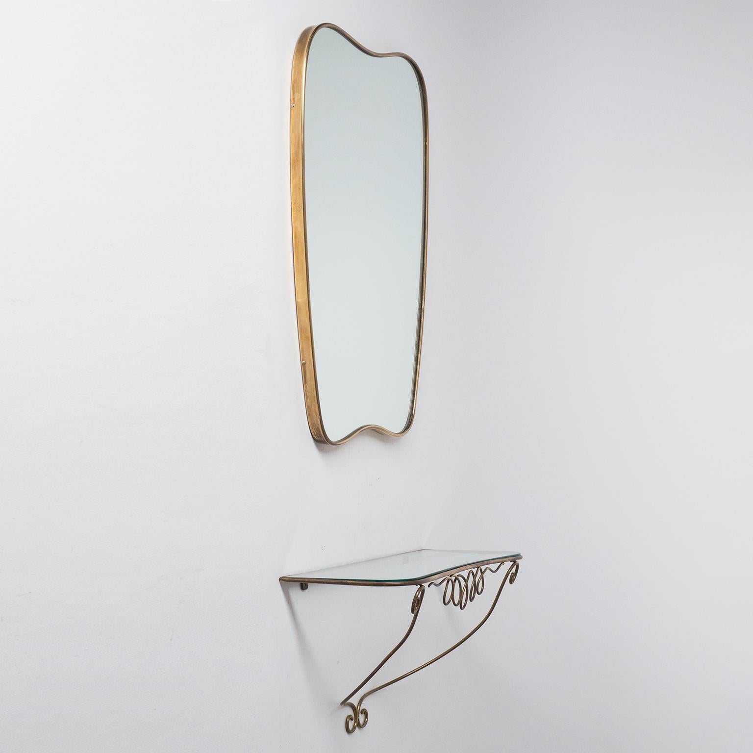 Italian Brass Mirror and Console, circa 1950 5