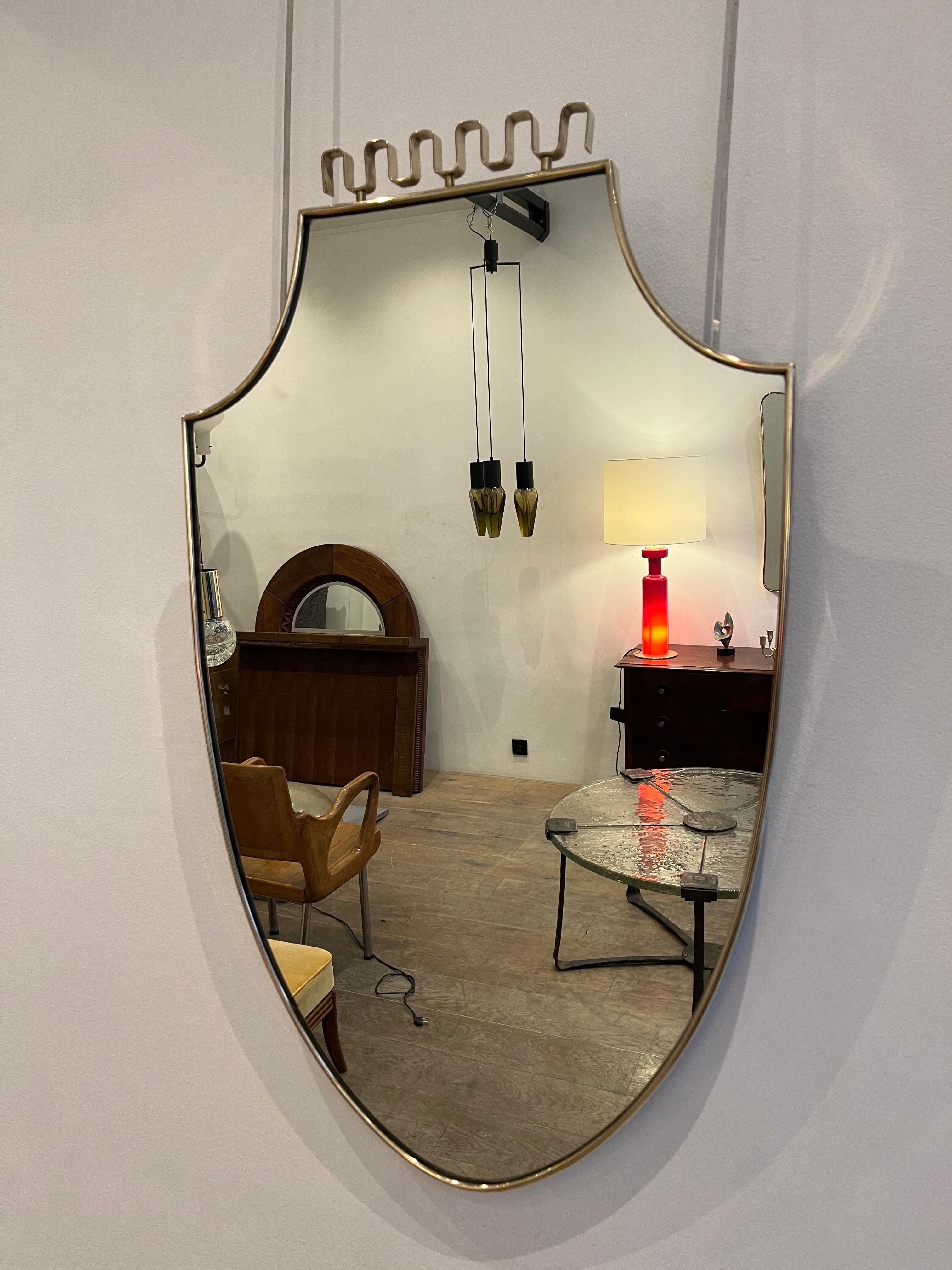 Mid-Century Modern Italian Brass Mirror Attributed to Gio Ponti, 1950s