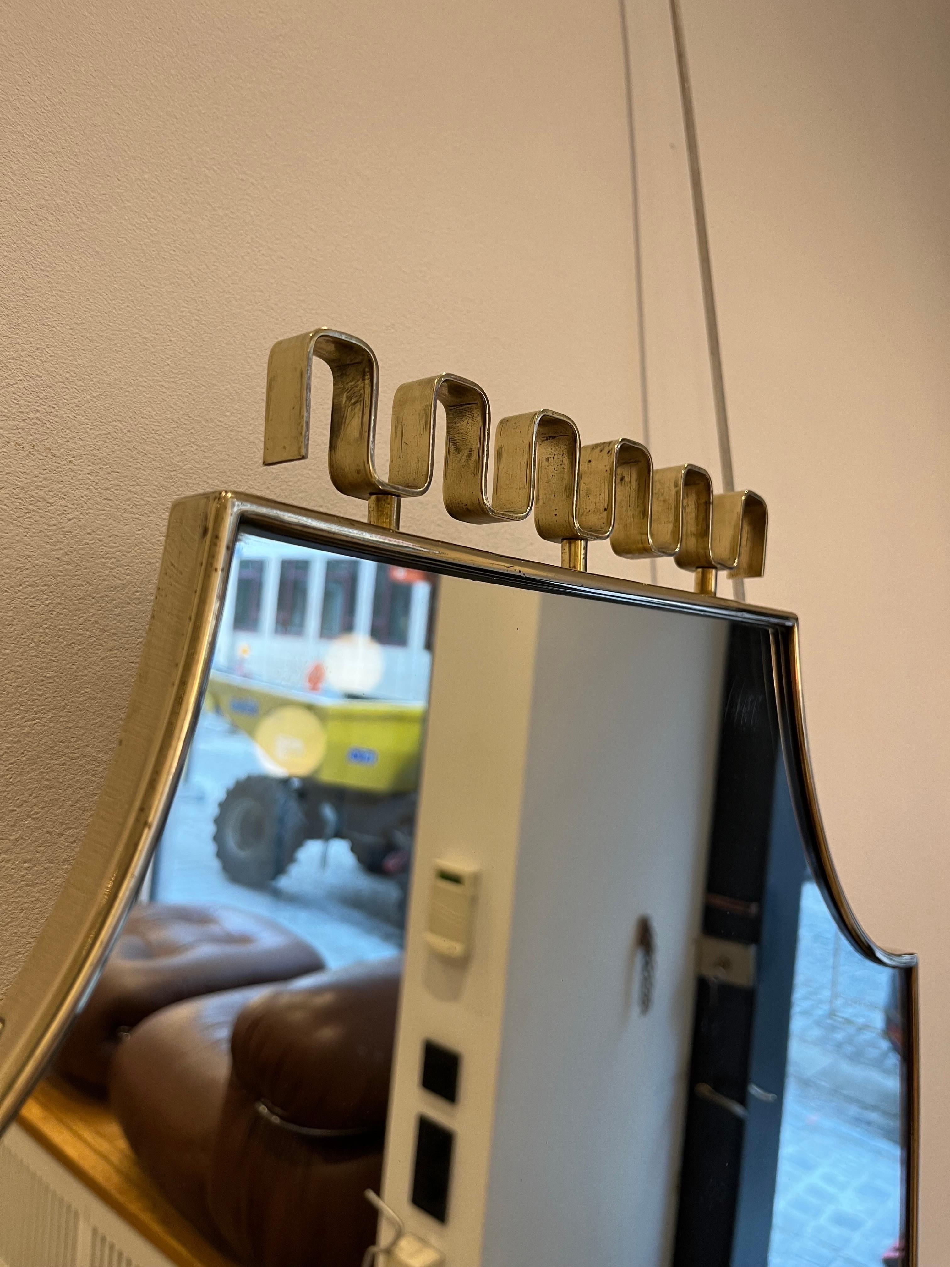 Italian Brass Mirror Attributed to Gio Ponti, 1950s In Good Condition In Brussels, BE