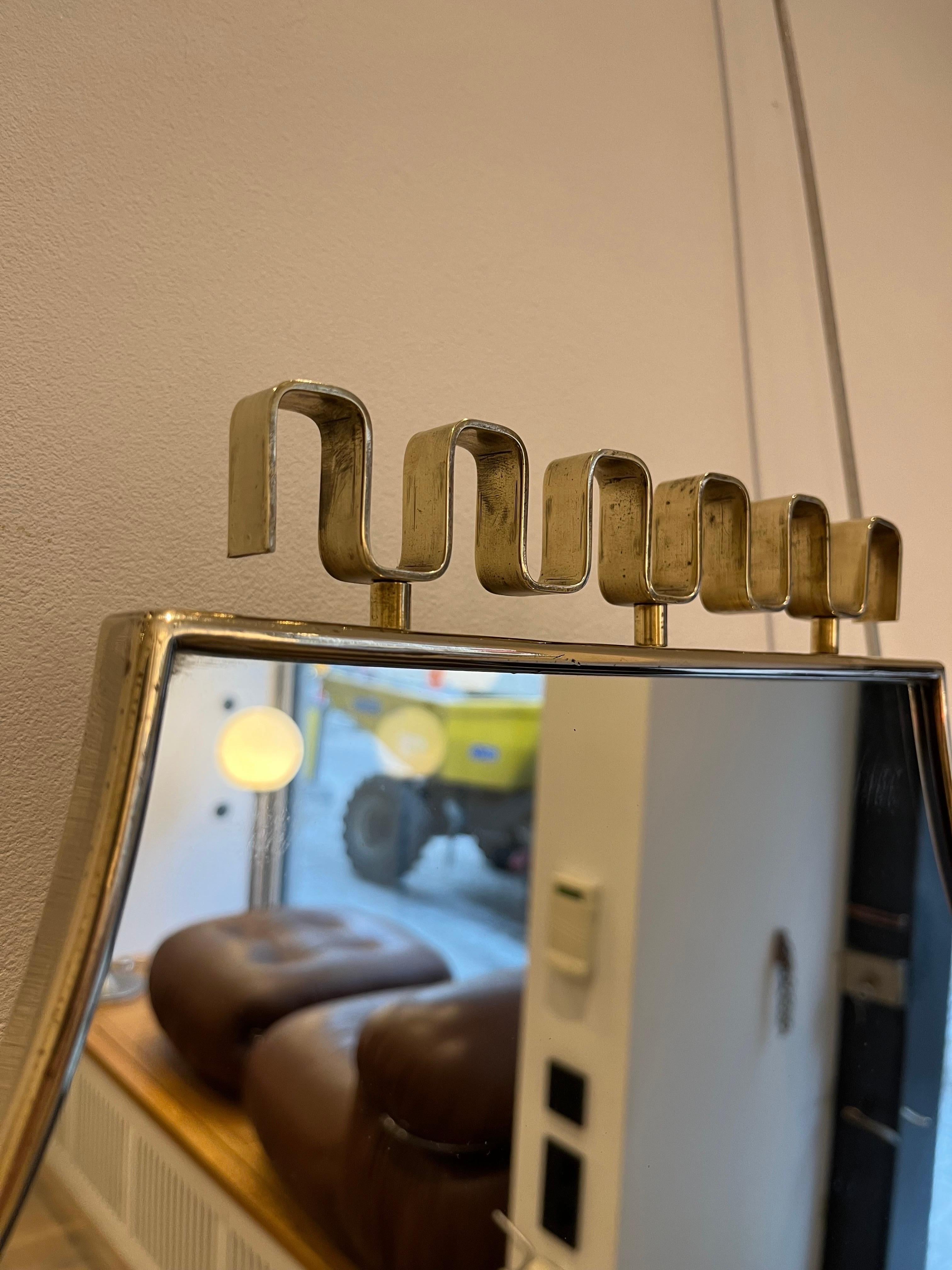 Mid-20th Century Italian Brass Mirror Attributed to Gio Ponti, 1950s