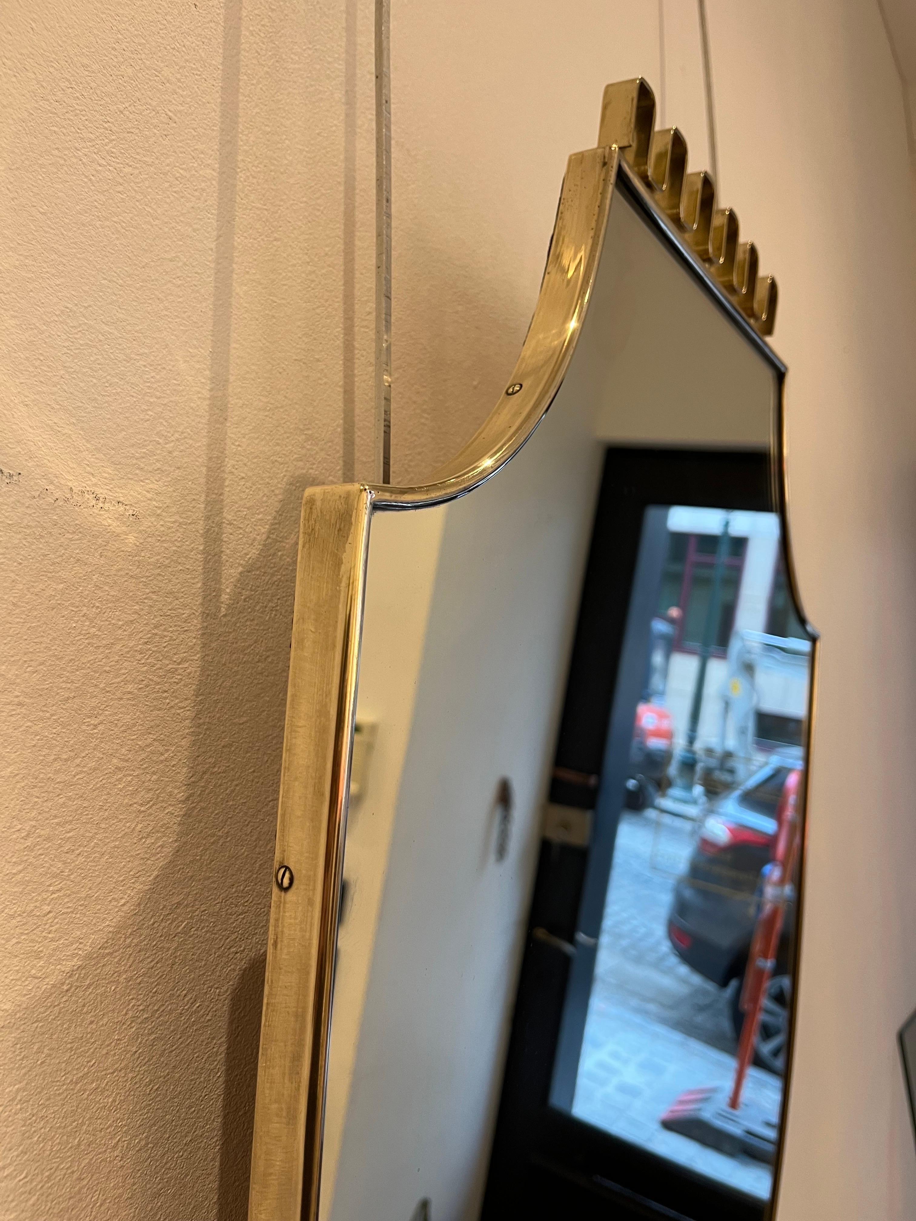 Italian Brass Mirror Attributed to Gio Ponti, 1950s 1