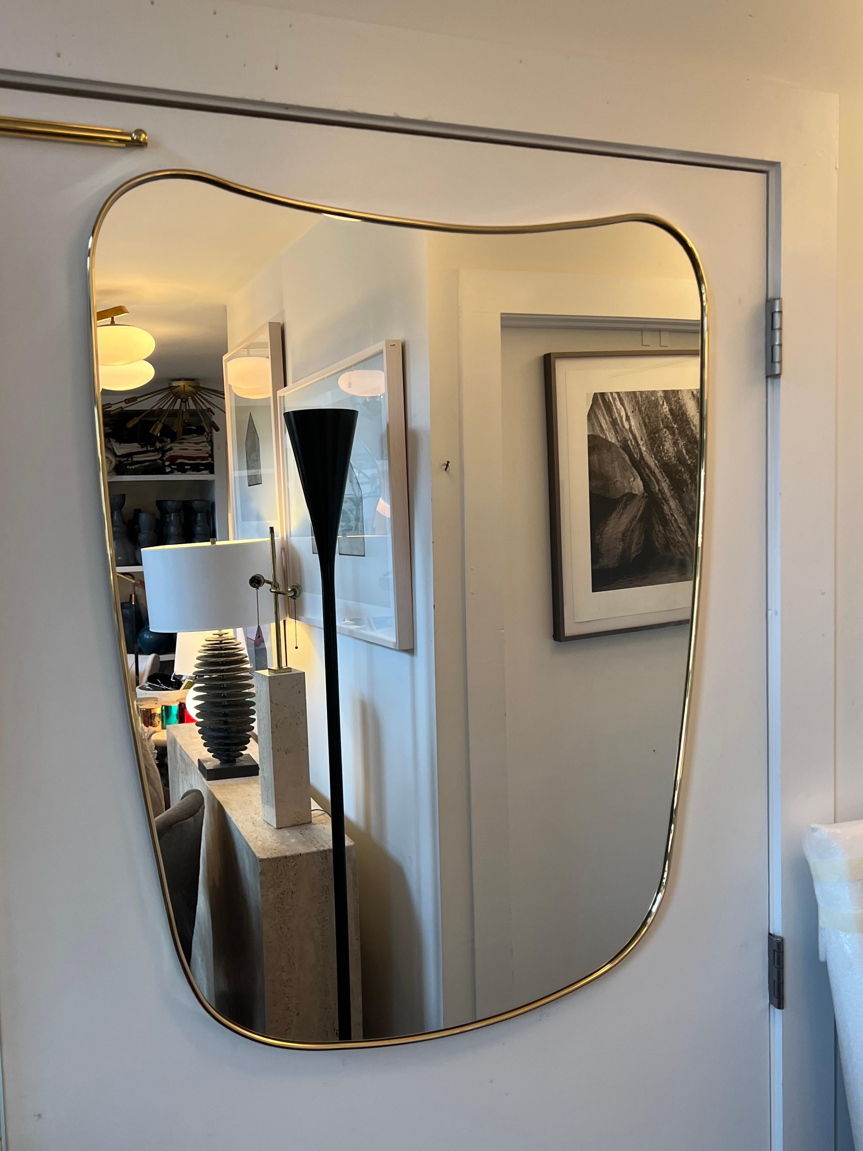 Italian Brass Mirror by Le Lampade In New Condition For Sale In Sag Harbor, NY