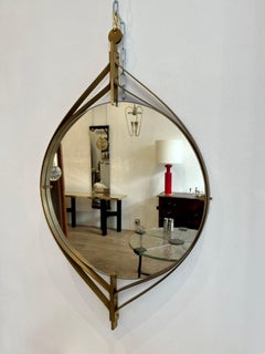 Italian Brass Mirror by Luciano Frigerio, 1970s
