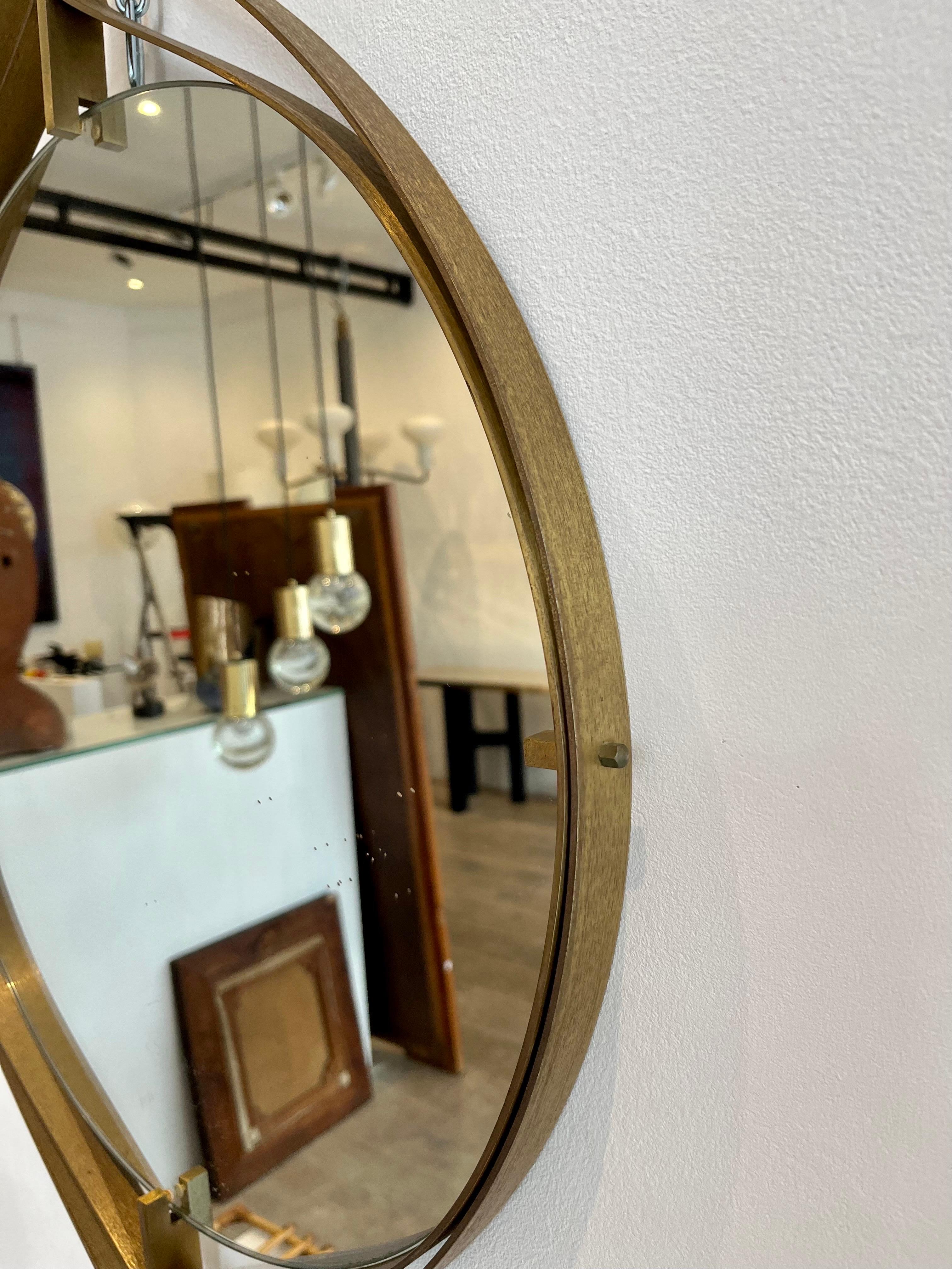 Italian Brass Mirror by Luciano Frigerio, 1970s For Sale 2