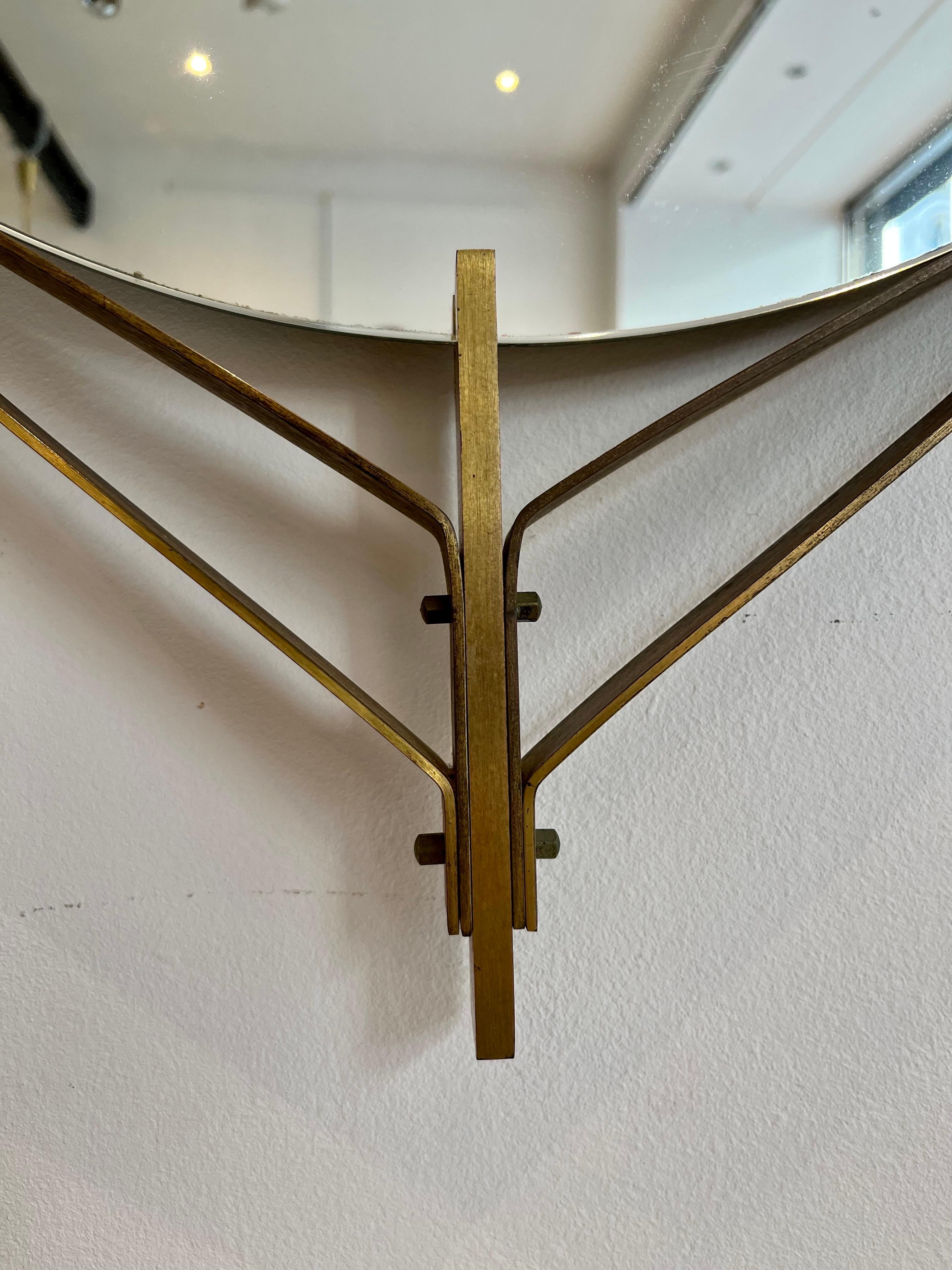 Italian Brass Mirror by Luciano Frigerio, 1970s For Sale 4