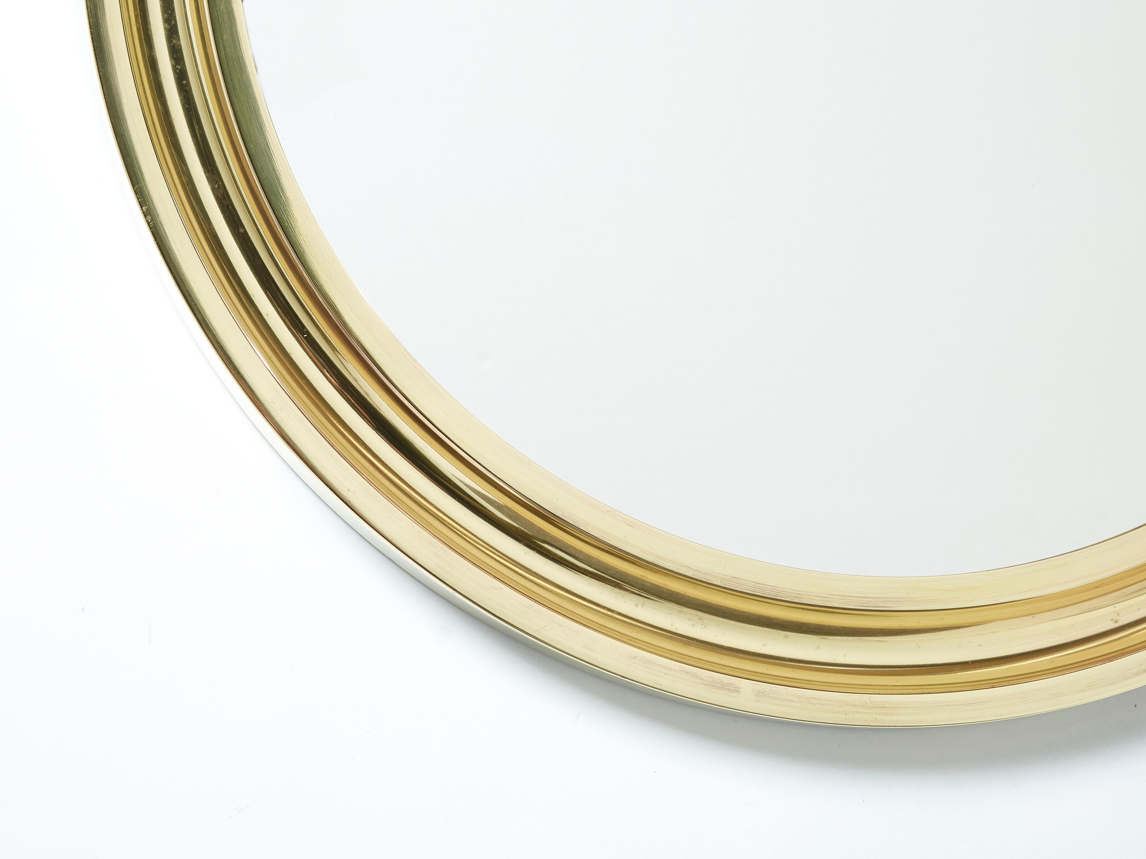 Mid-Century Modern Italian Brass Mirror by Sergio Mazza for Artemide 1960s For Sale