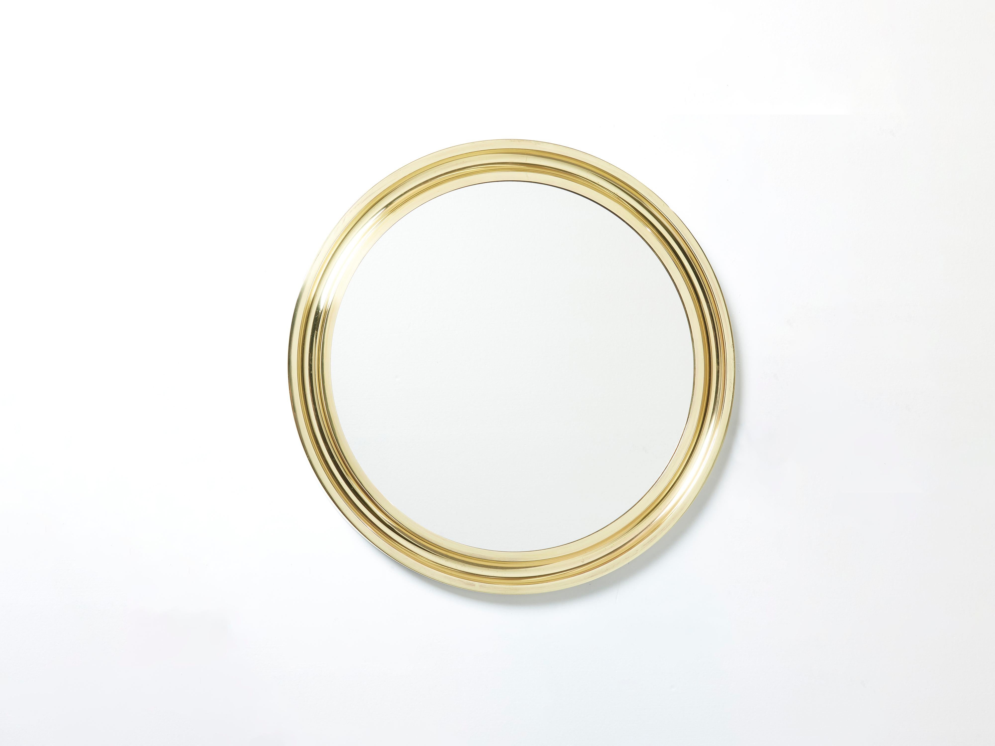 Mid-20th Century Italian Brass Mirror by Sergio Mazza for Artemide 1960s For Sale