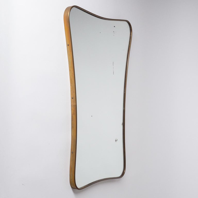 Mid-20th Century Italian Brass Mirror, circa 1950 For Sale