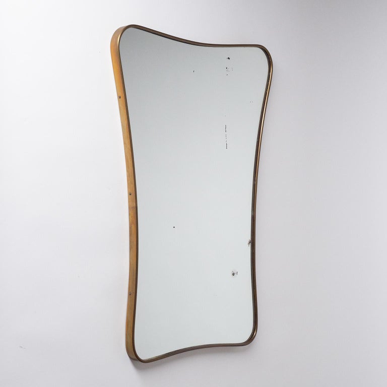 Italian Brass Mirror, circa 1950 For Sale 2