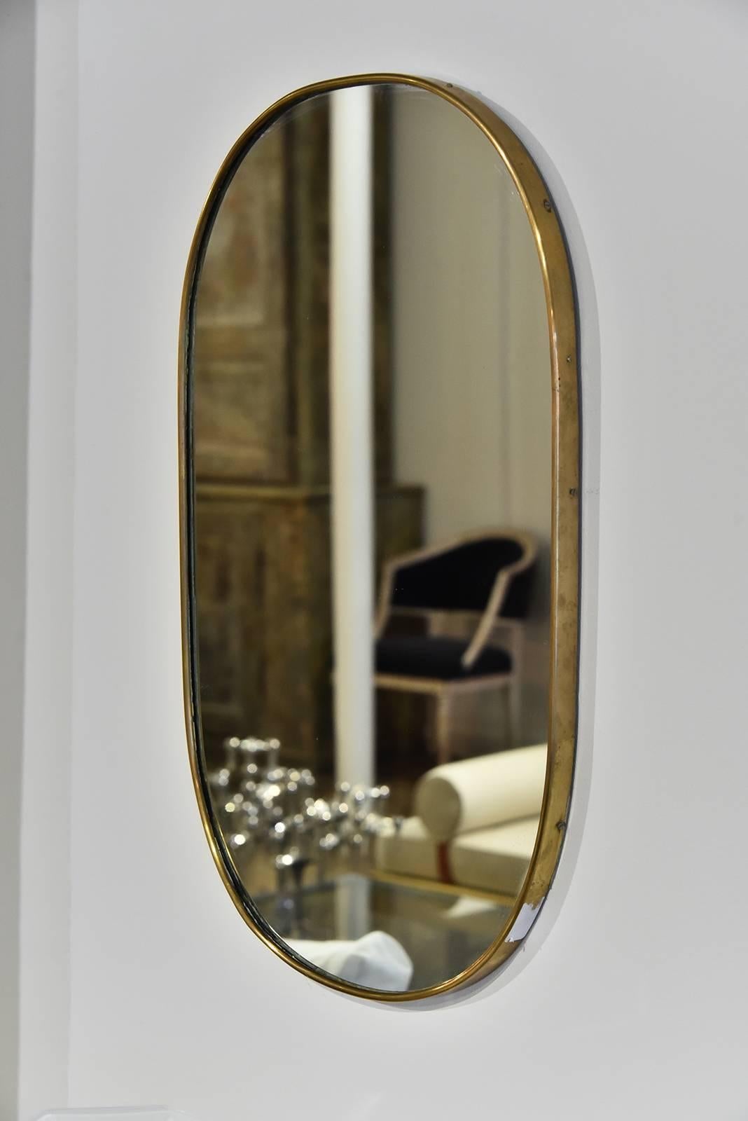 1950s vintage Italian brass mirror.