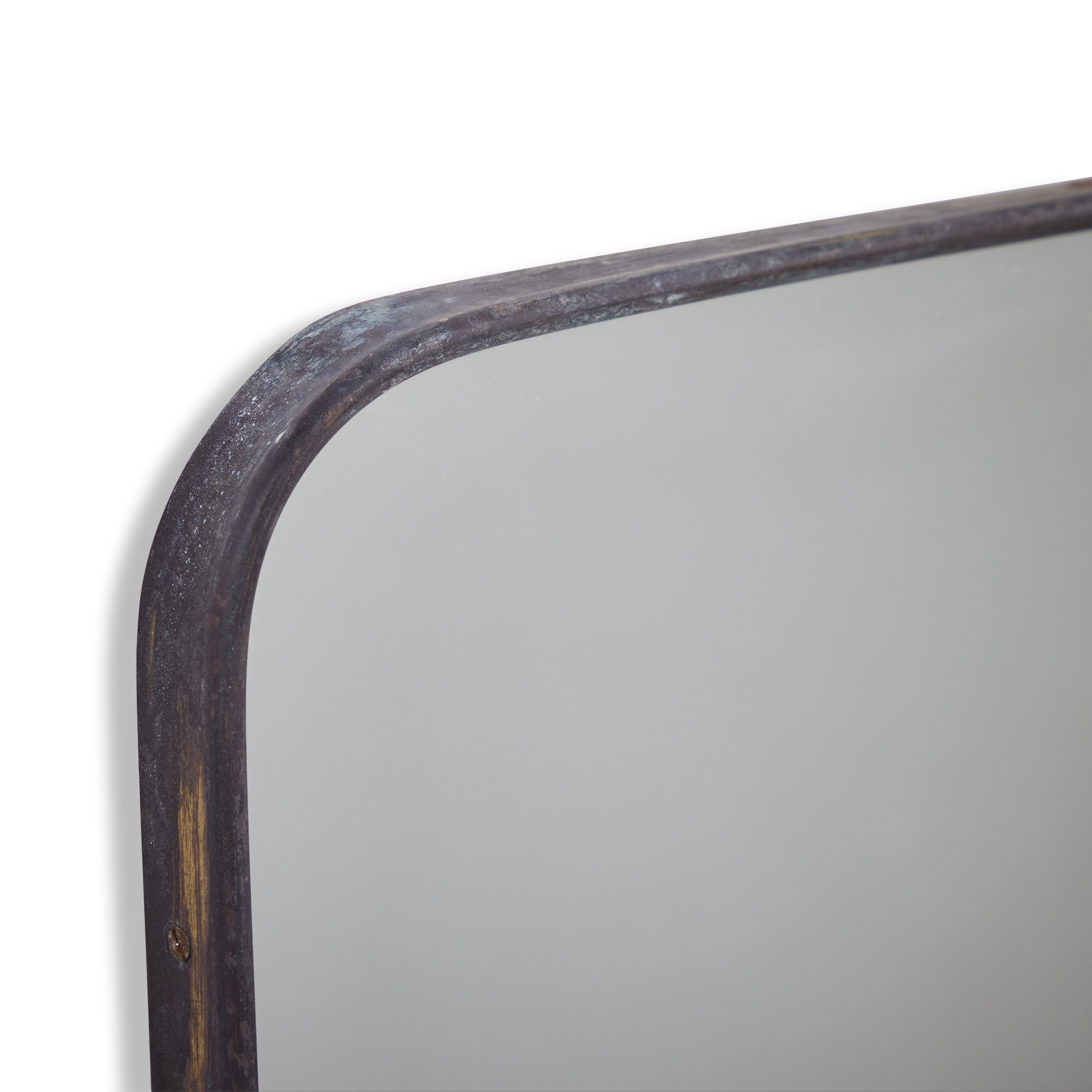 Italian patinated brass framed wall mirrors with a quantity of five available. Made in Italy circa 1960s.