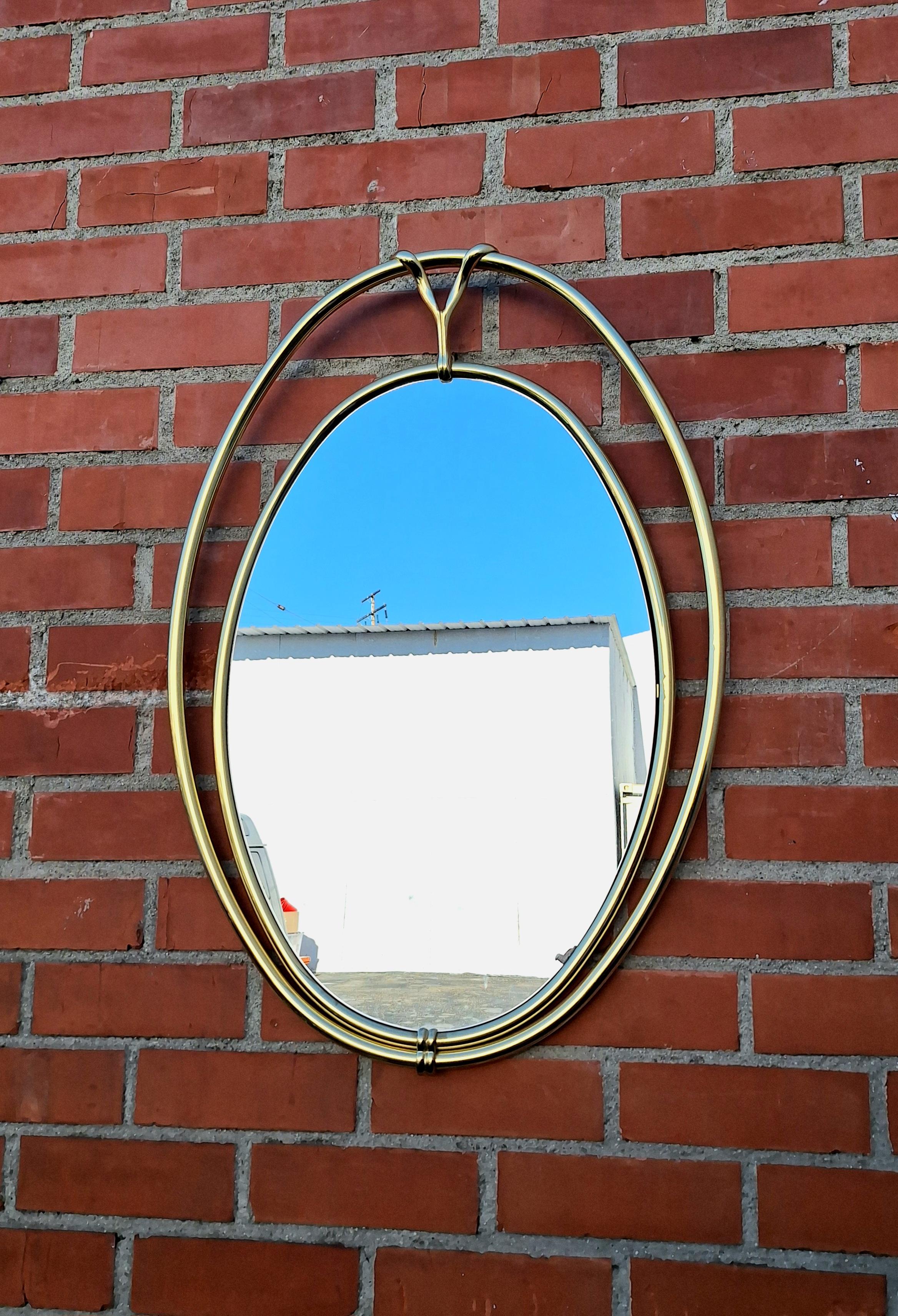 Specchio da parete in ottone italiano