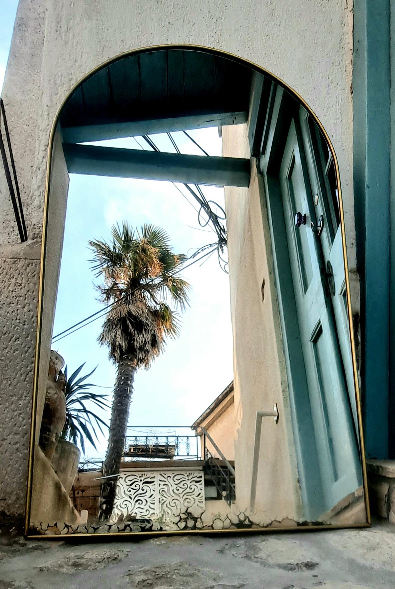 Italian Brass Mirror from the 1950 s  In Good Condition In Los Angeles, CA