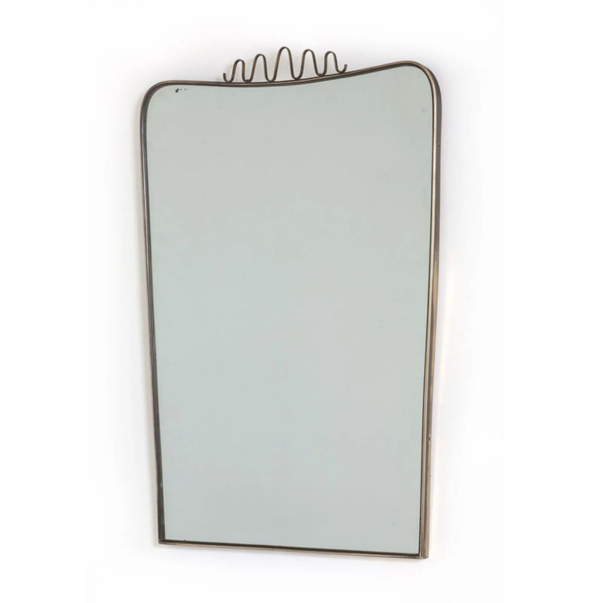 Gilt Italian Brass Mirror in The Style of Gio Ponti, 1950s For Sale
