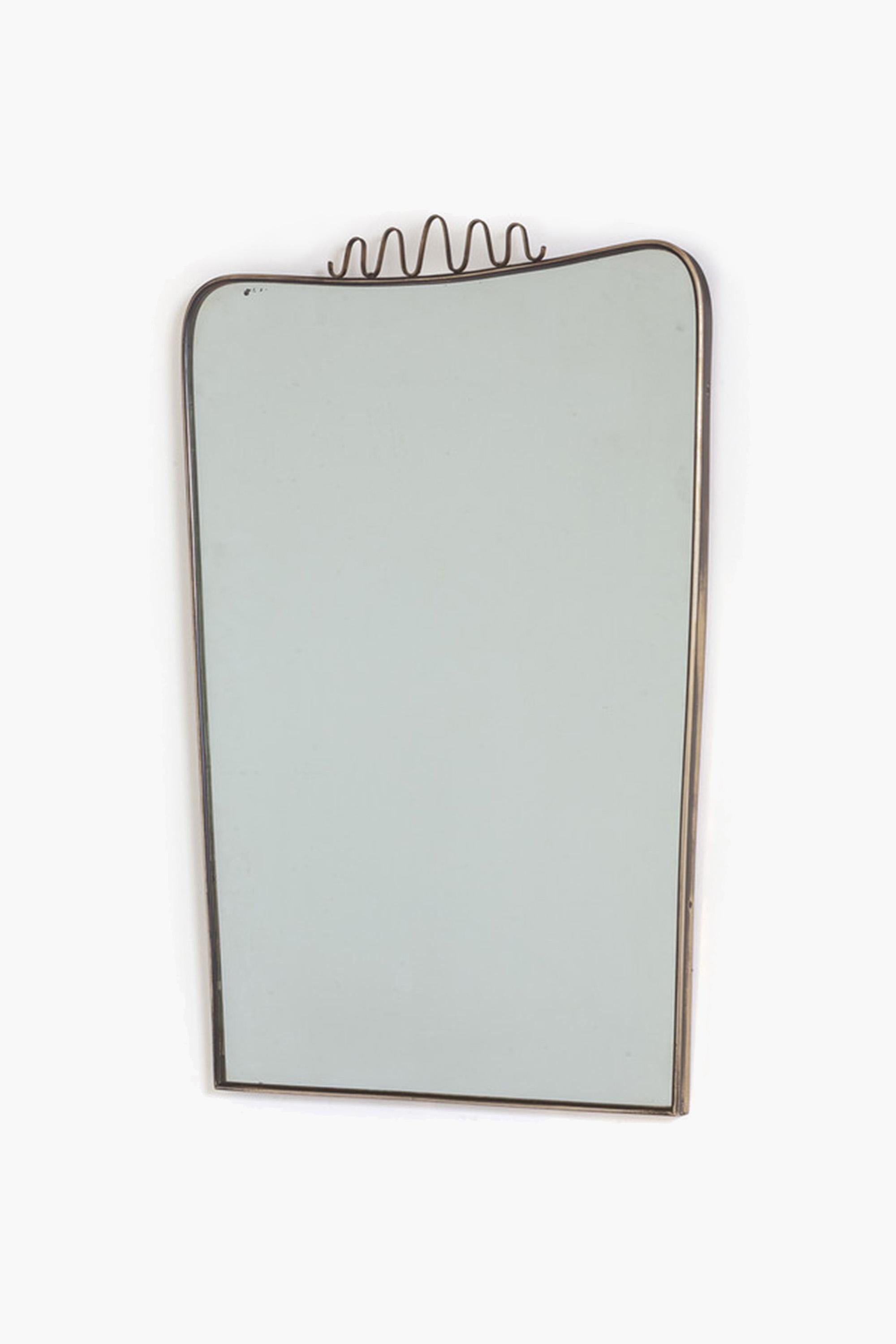 Italian Brass Mirror in The Style of Gio Ponti, 1950s In Good Condition In London, GB
