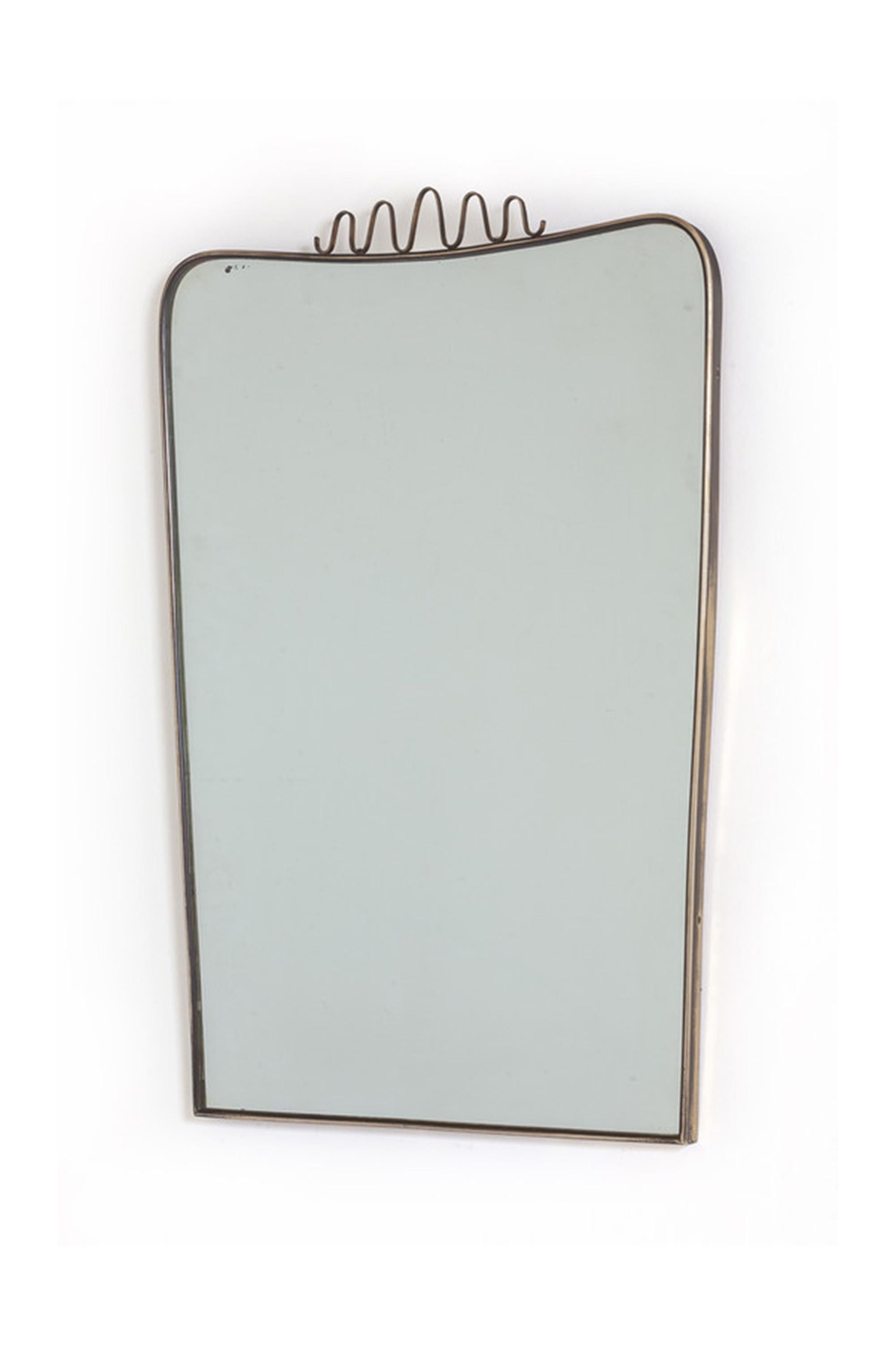 20ième siècle Miroir italien en laiton dans le style de Gio Ponti, années 1950 en vente