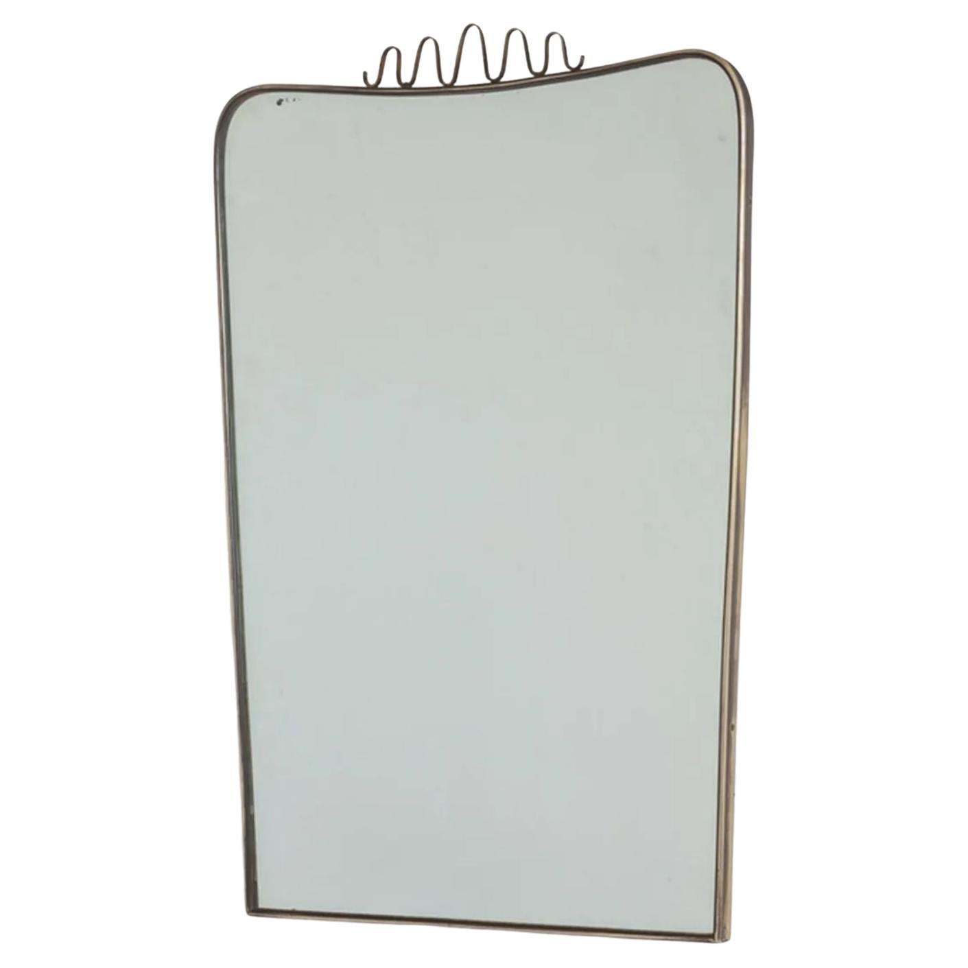 Italian Brass Mirror in The Style of Gio Ponti, 1950s