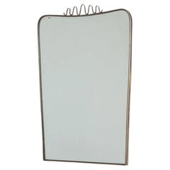 Antique Italian Brass Mirror in The Style of Gio Ponti, 1950s