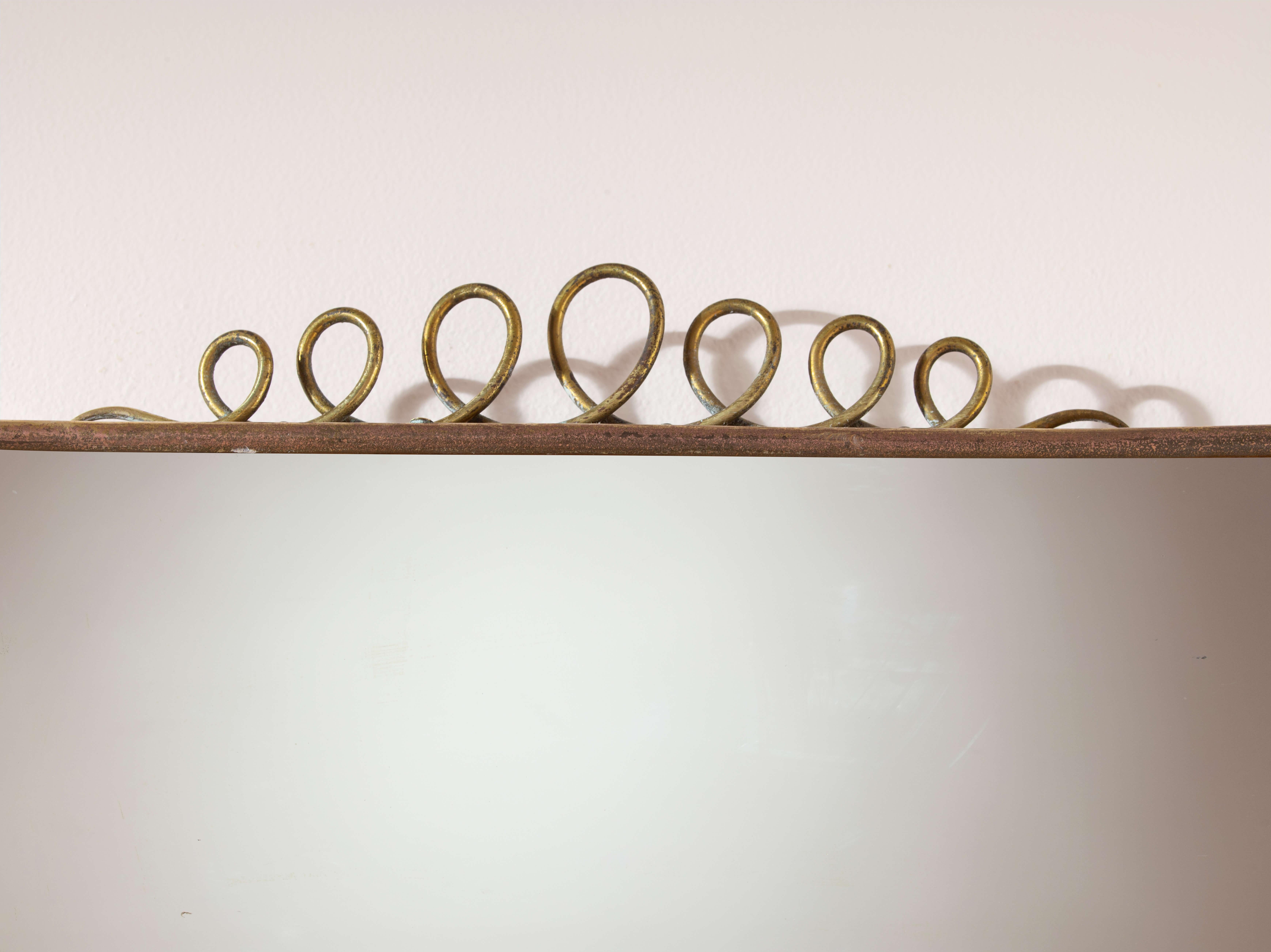 Brass Italian brass mirror in the style of Gio Ponti, italy, early 1960s