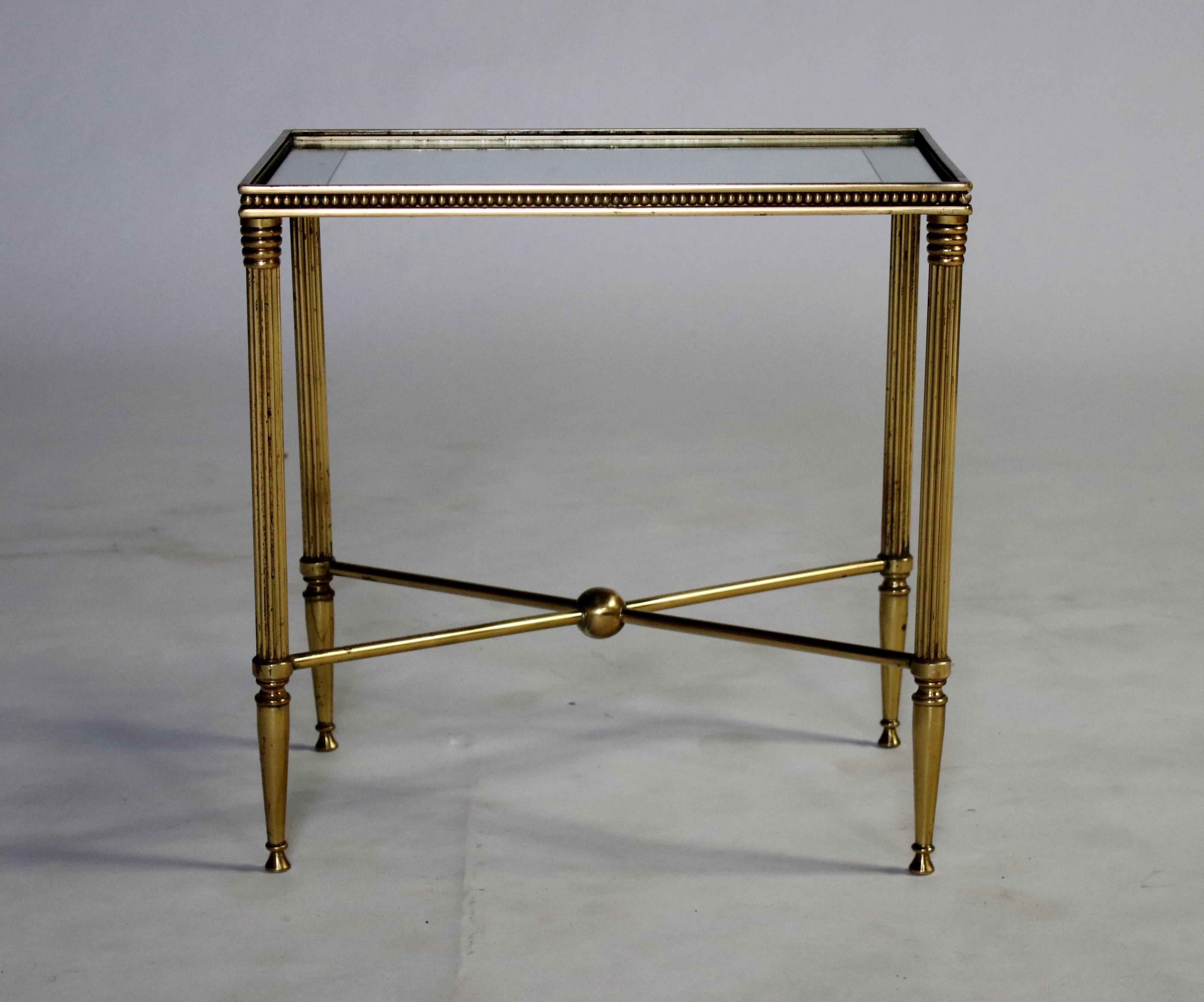 Italian Brass Nesting Tables with Mirrored Frame Glass Tops 1
