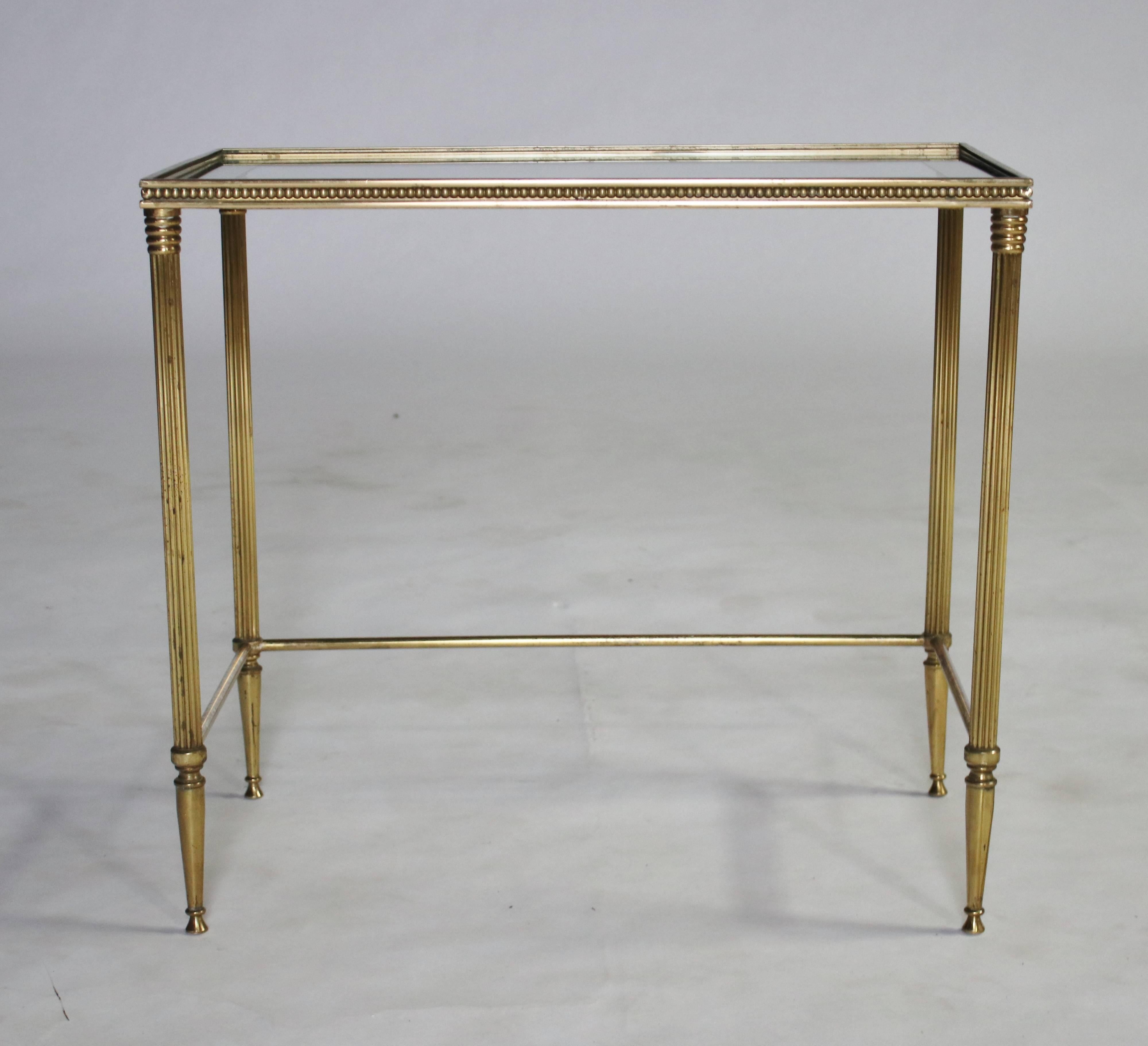 Italian Brass Nesting Tables with Mirrored Frame Glass Tops 3
