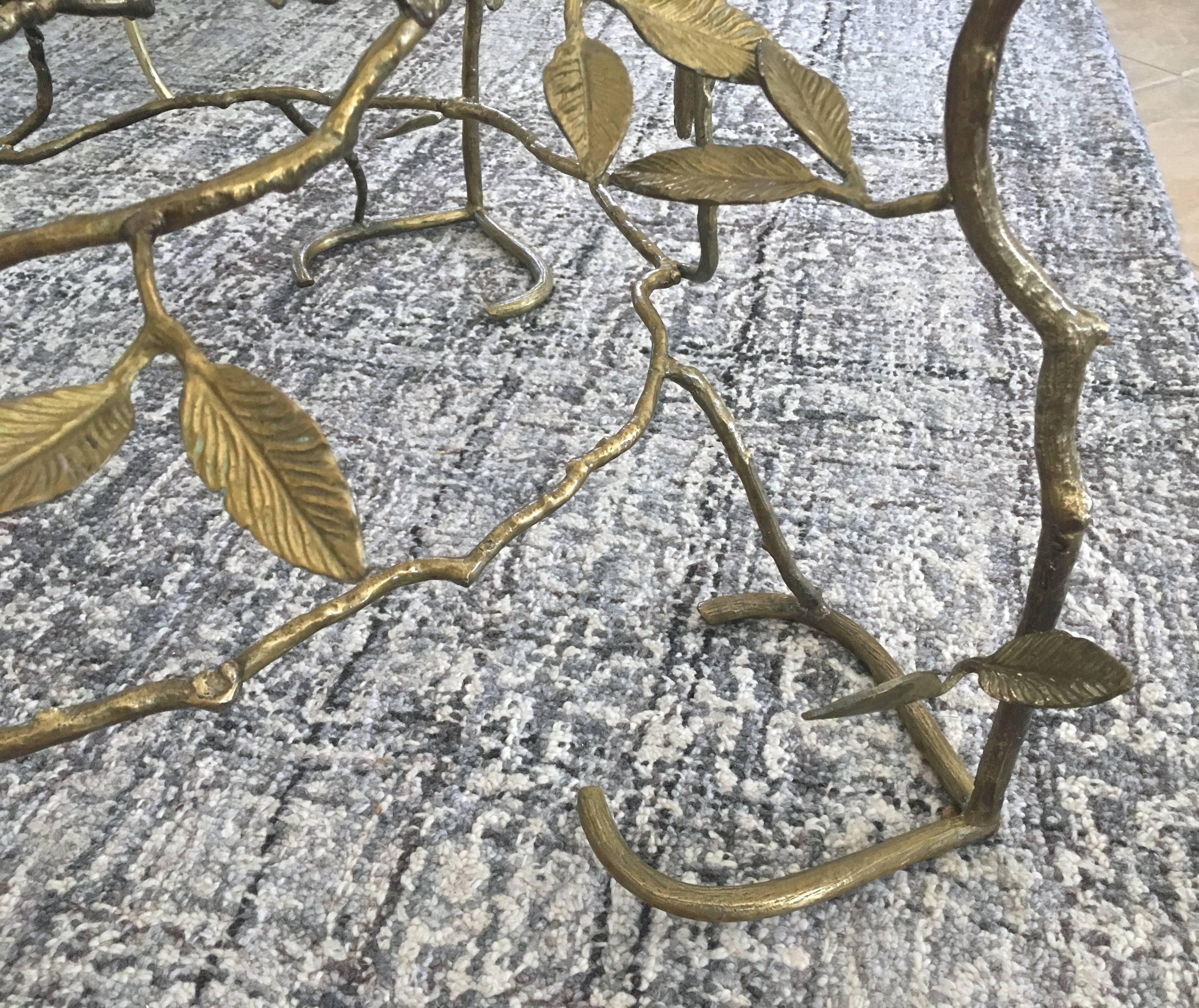 Table à cocktail en laiton italien:: arbre et oiseau organiques 12