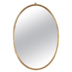 Italian Brass Oval Wall Mirror, Italy 1950s