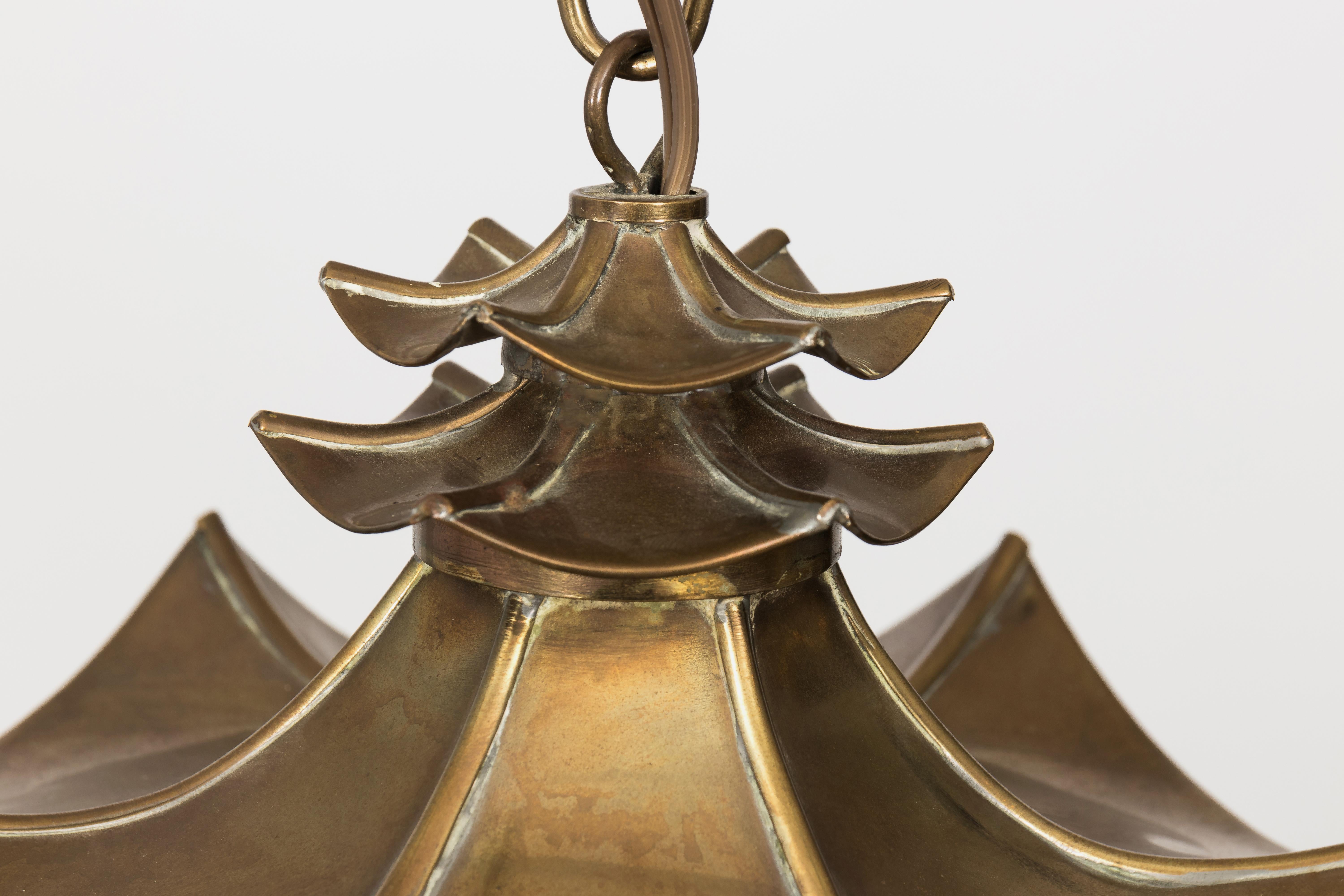Italian Brass Pagoda Lantern In Good Condition In Stamford, CT