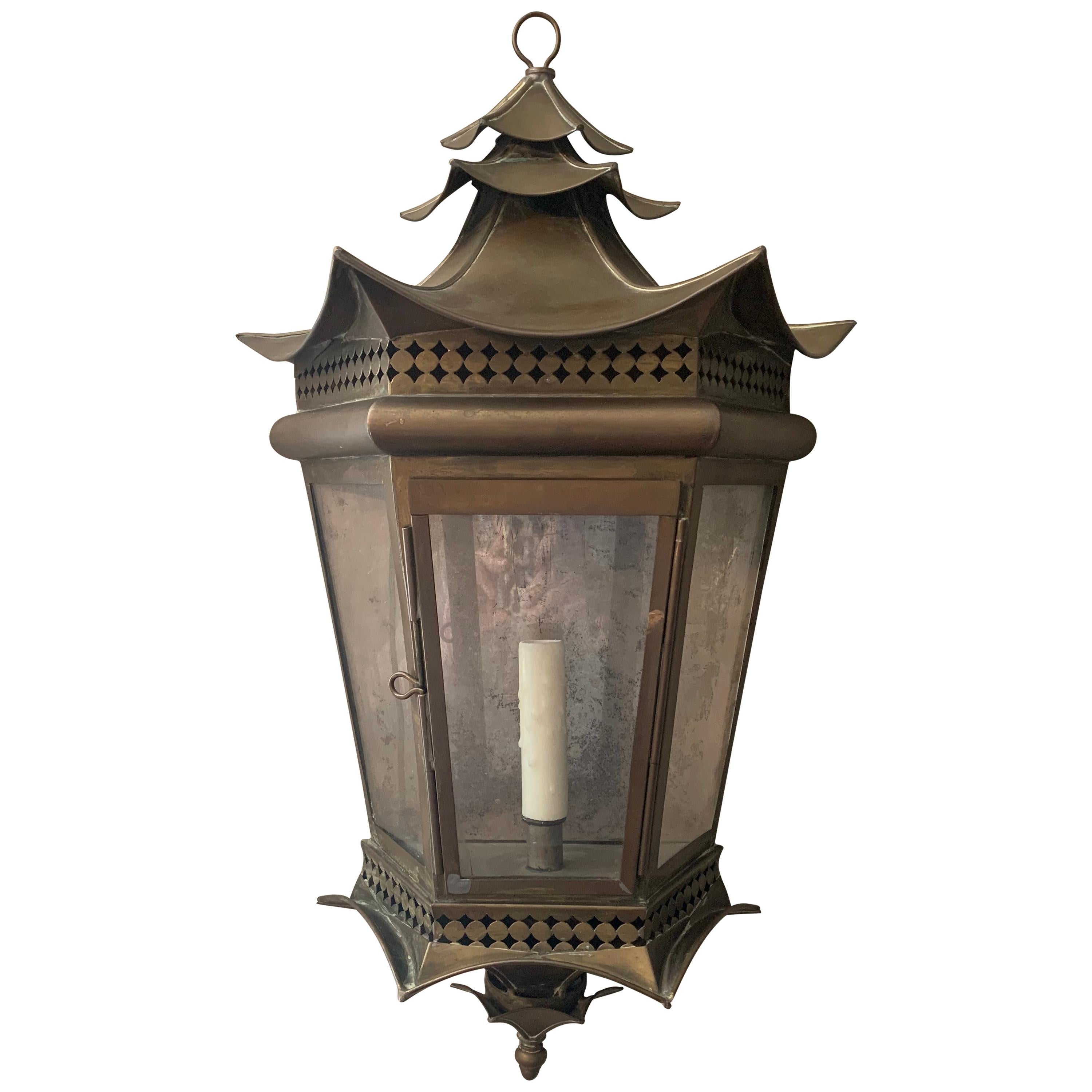 Italian Brass Pagoda Large Sconce For Sale