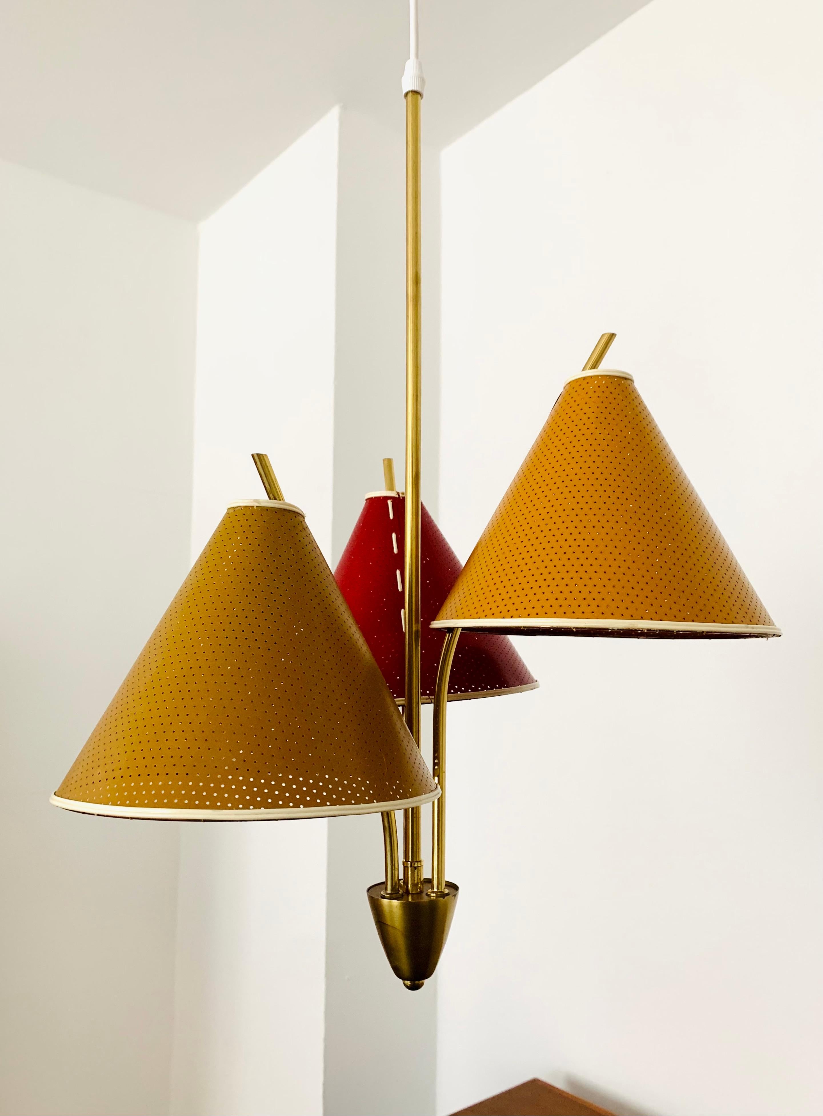 Paper Italian Brass Pendant Lamp For Sale