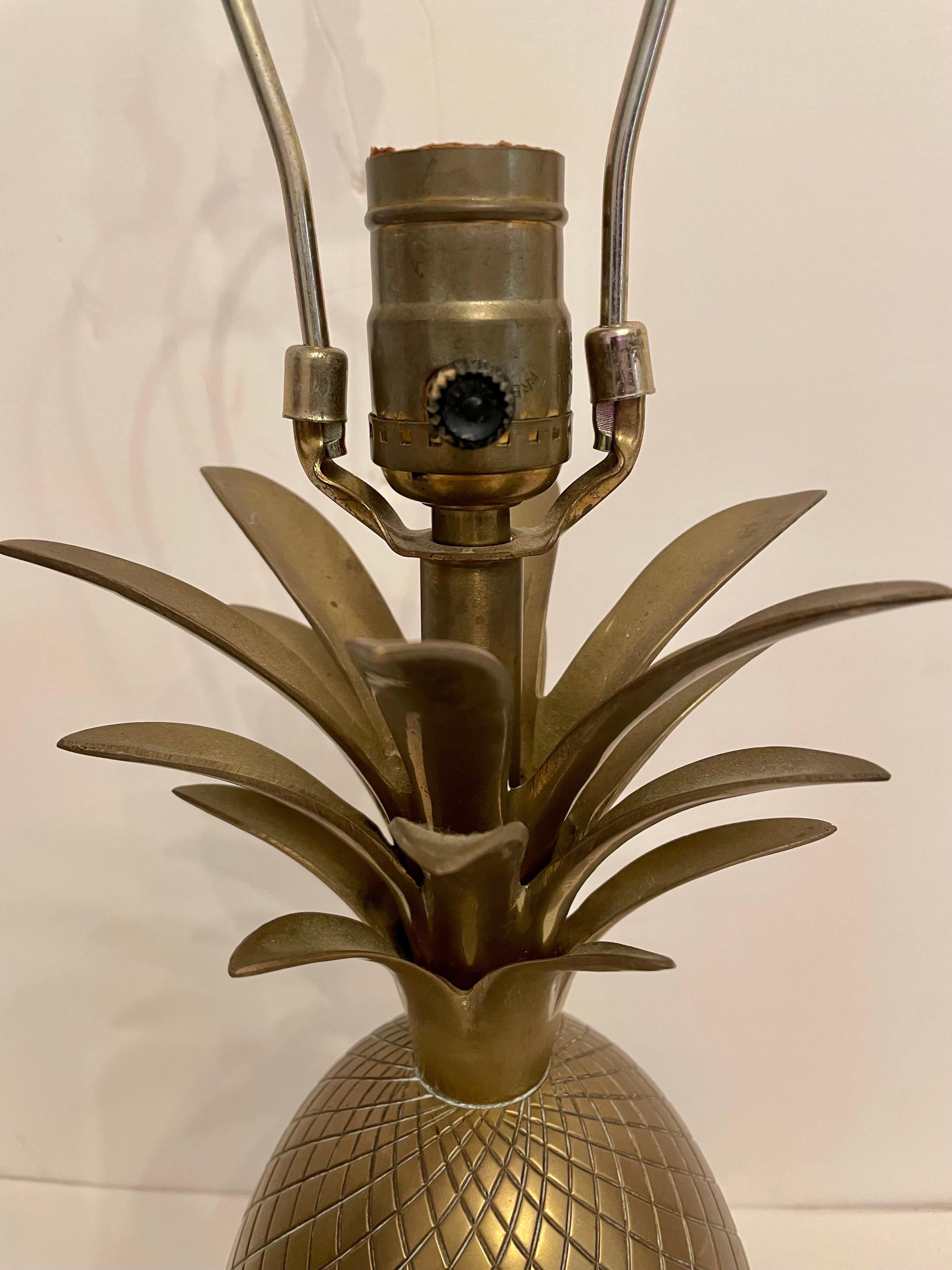 Italian Brass Pineapple Lamp For Sale 2
