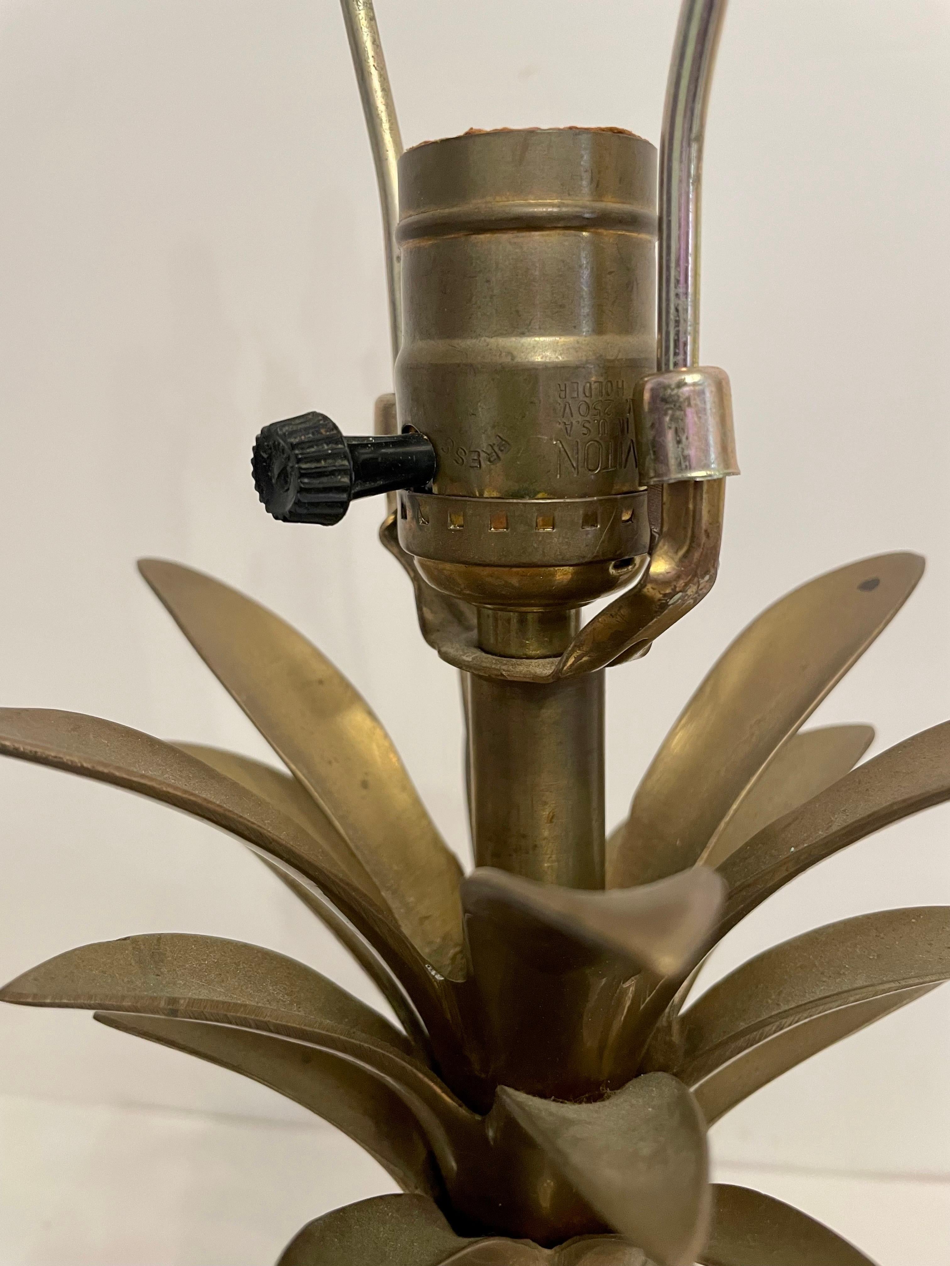 Italian Brass Pineapple Lamp For Sale 4