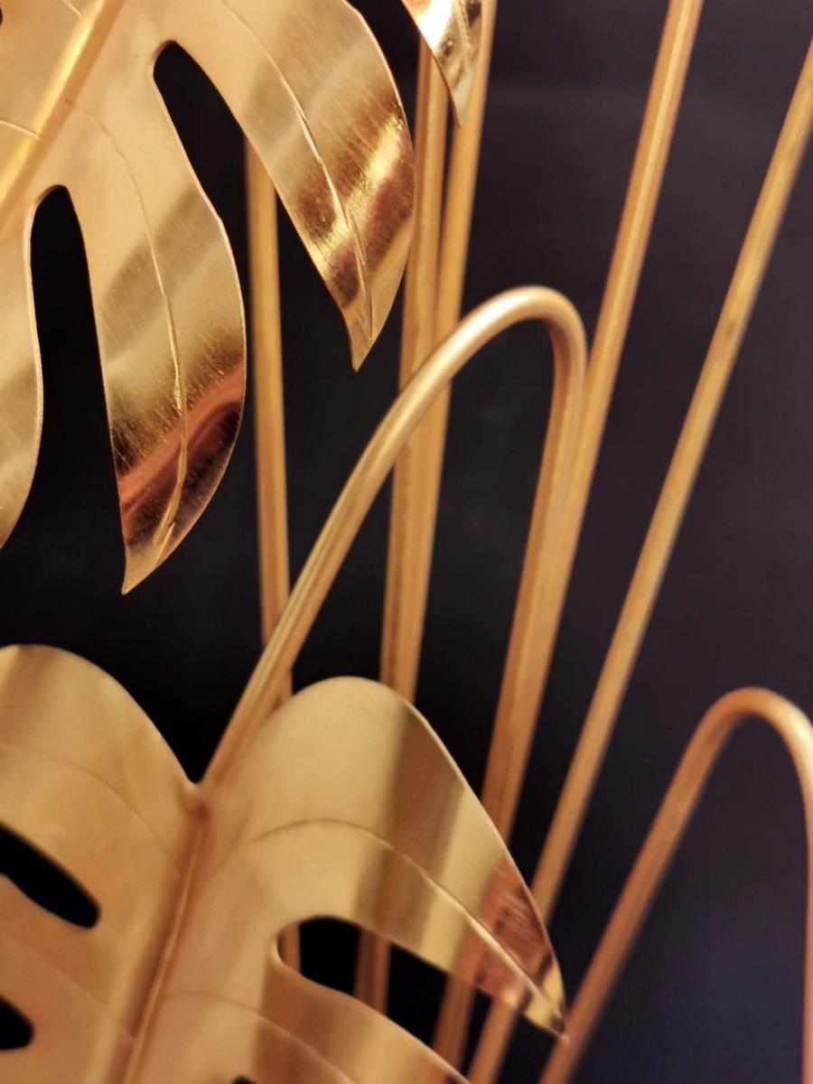 Italian Brass Plant Sculpture Mounted On Black Marquinia Marble For Sale 13
